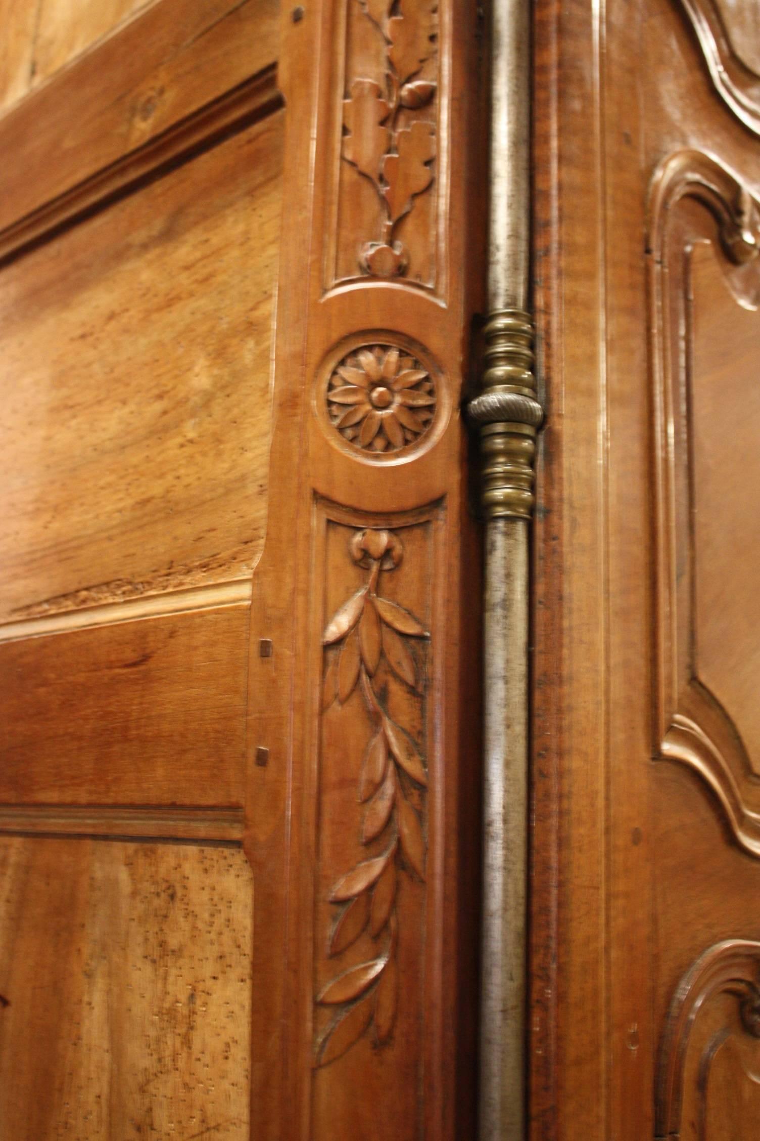 19th Century French Louis XV Carved Cherry Armoire 1