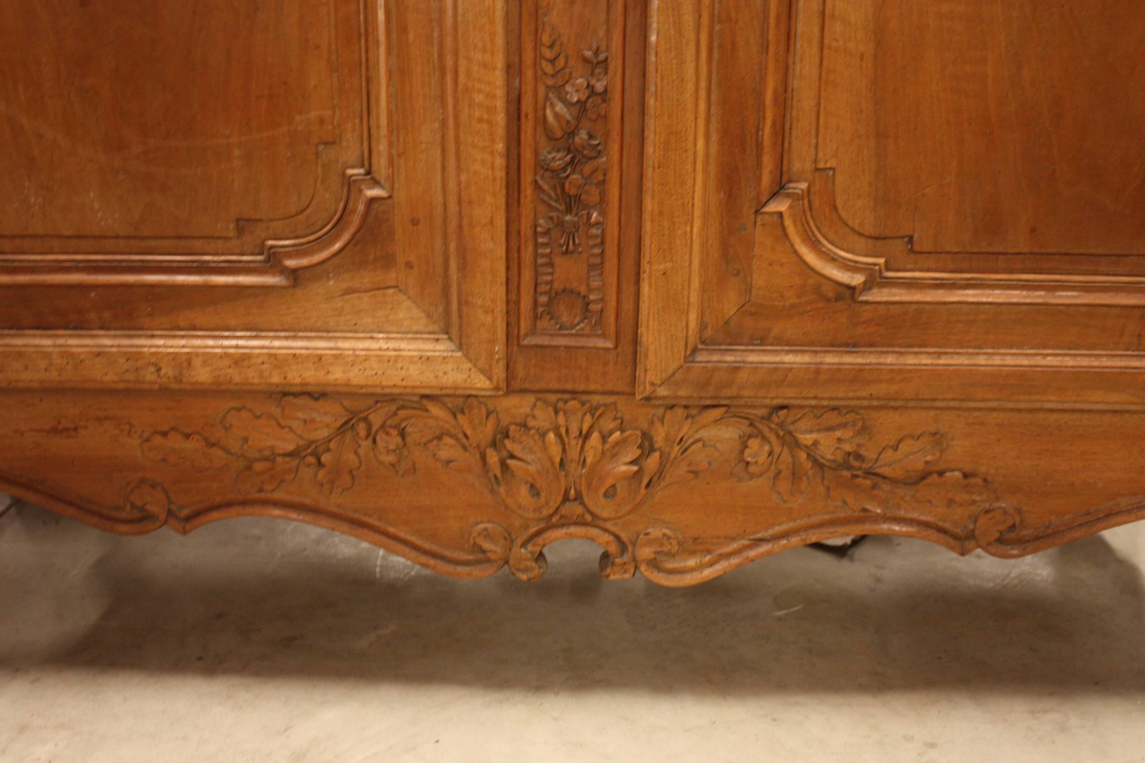 19th Century French Louis XV Carved Cherry Armoire In Good Condition In Fairhope, AL