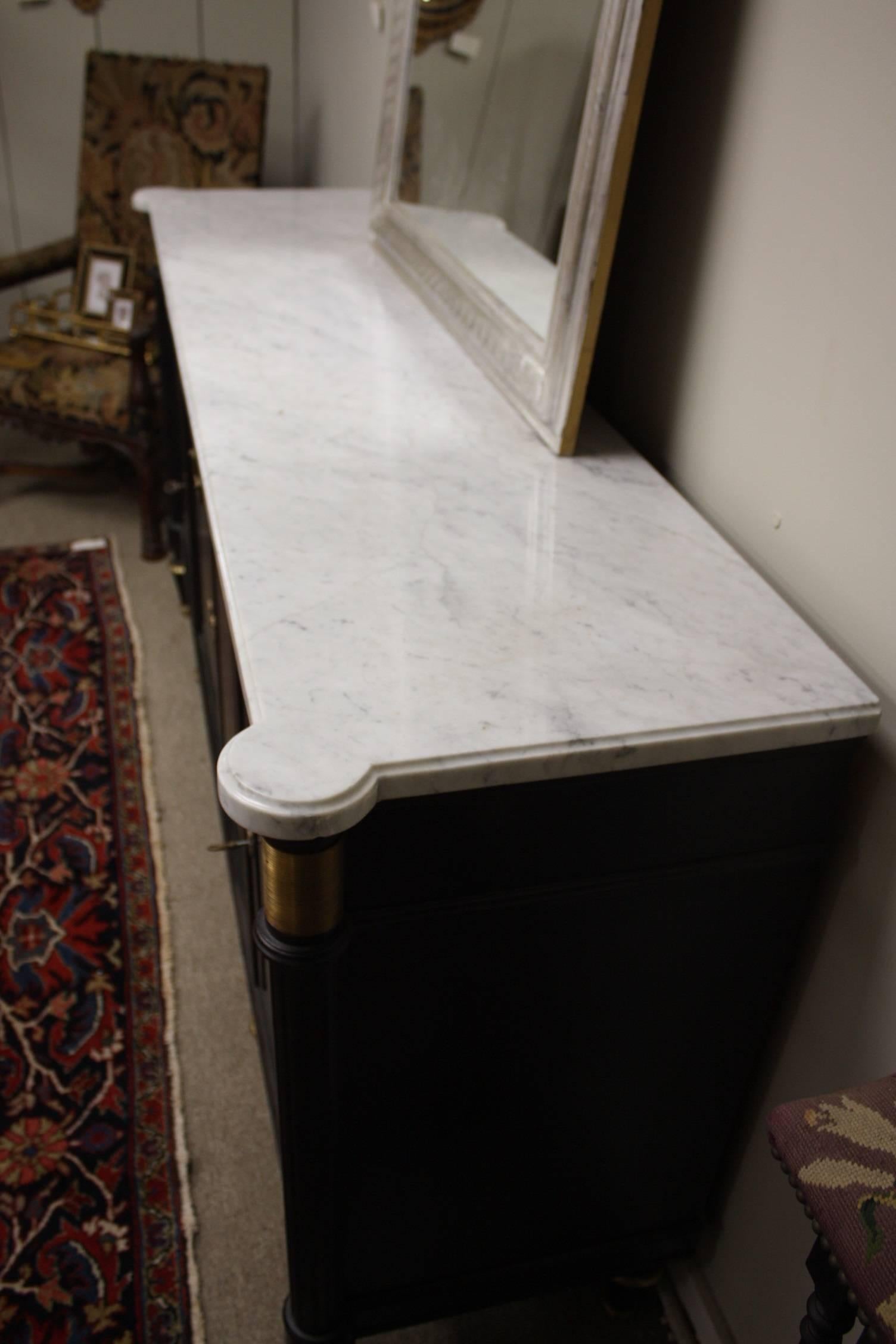 Louis XVI Ebonized French Buffet with Marble Top 4
