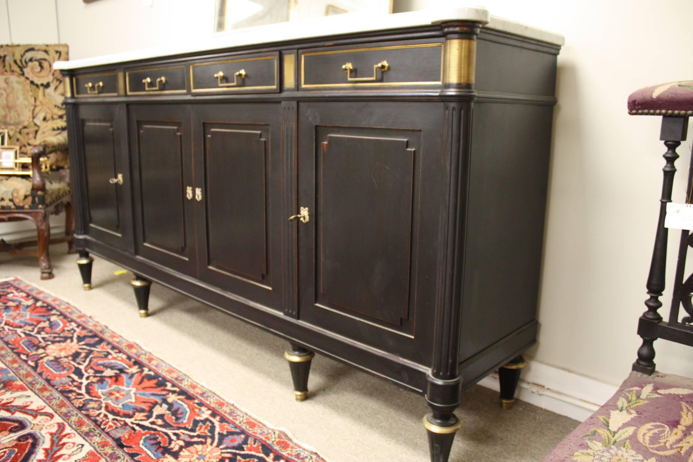 Louis XVI Ebonized French Buffet with Marble Top 5