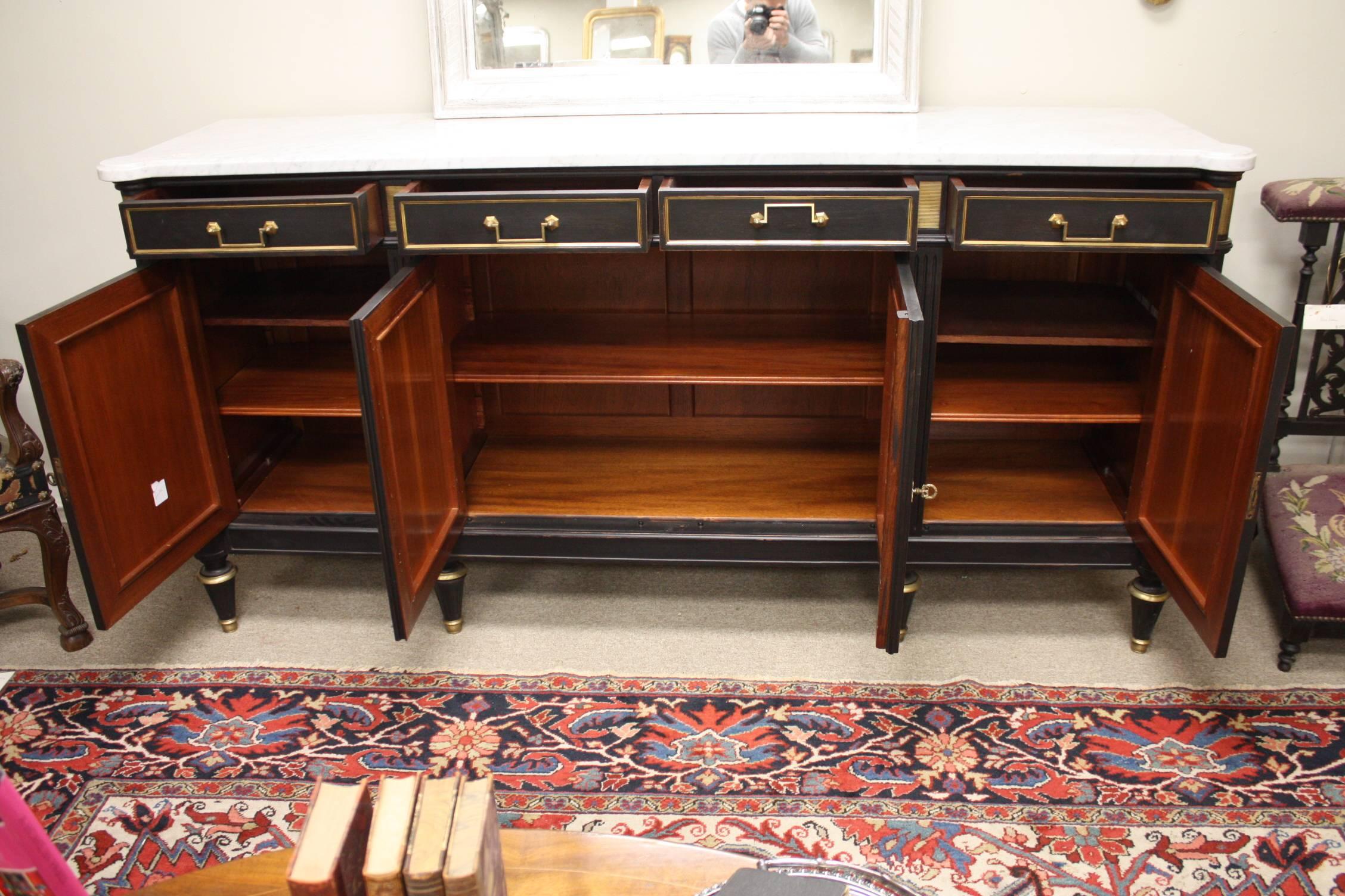 Louis XVI Ebonized French Buffet with Marble Top 6