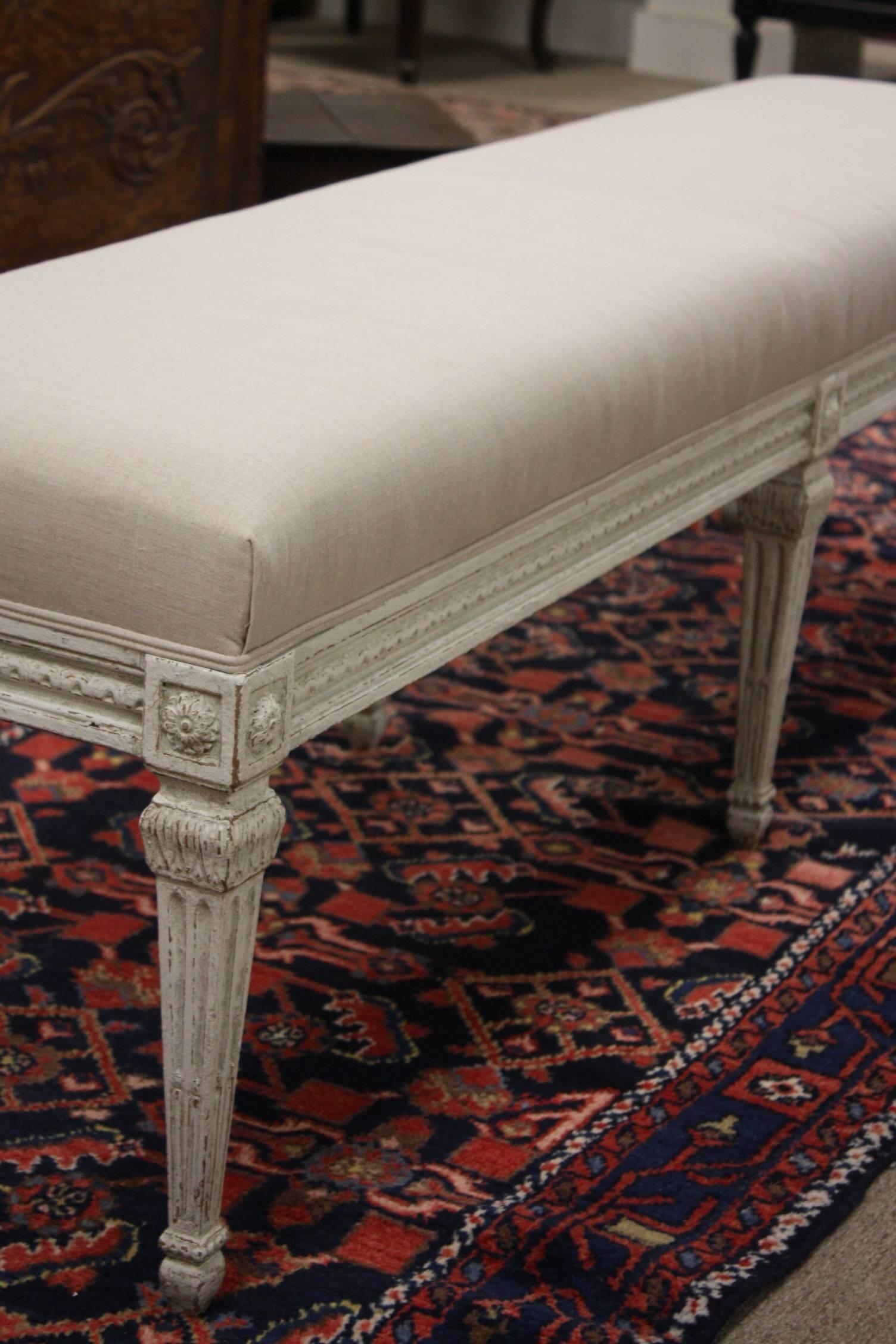 19th Century French Louis XVI Painted Bench. 1