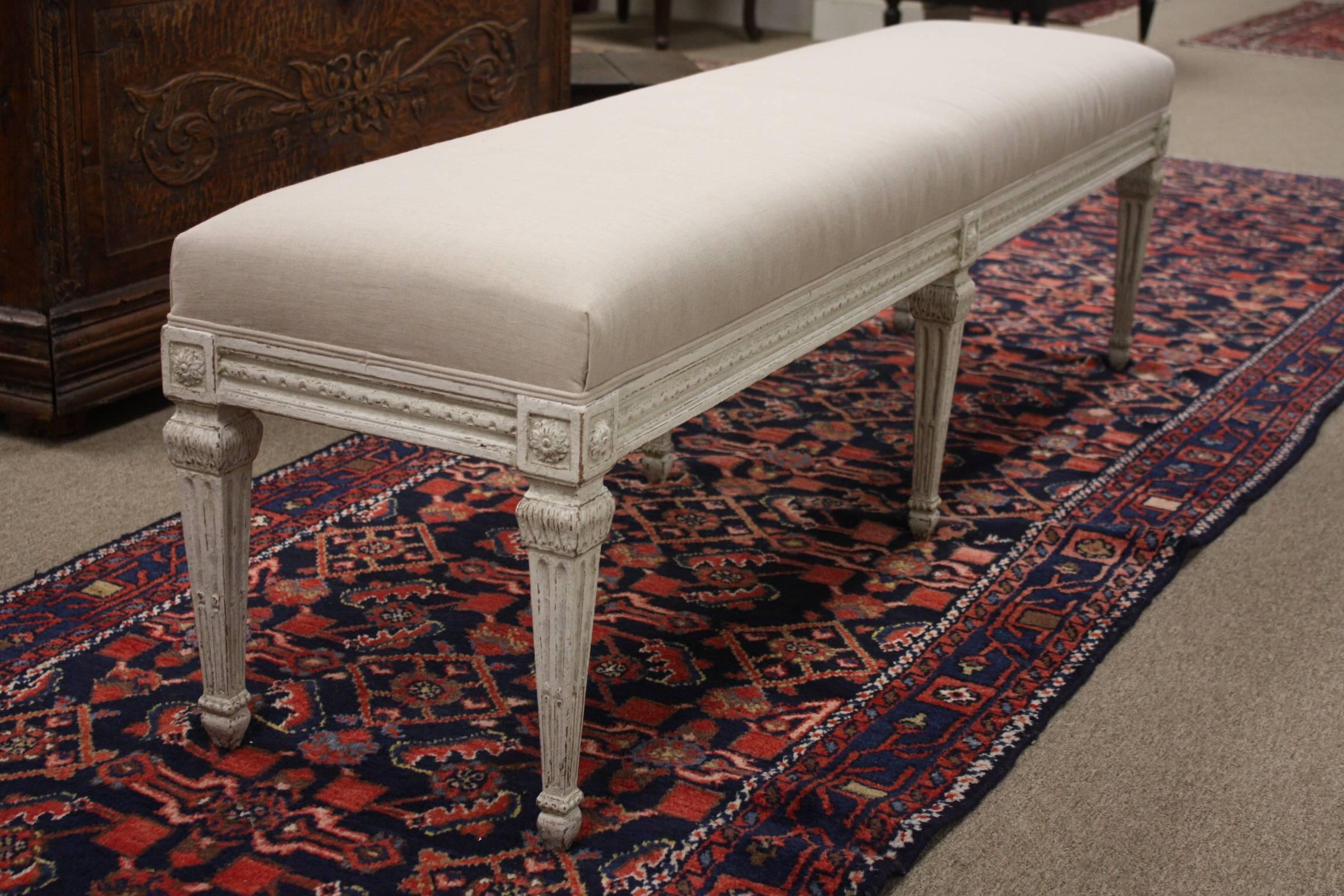 19th Century French Louis XVI Painted Bench. 2