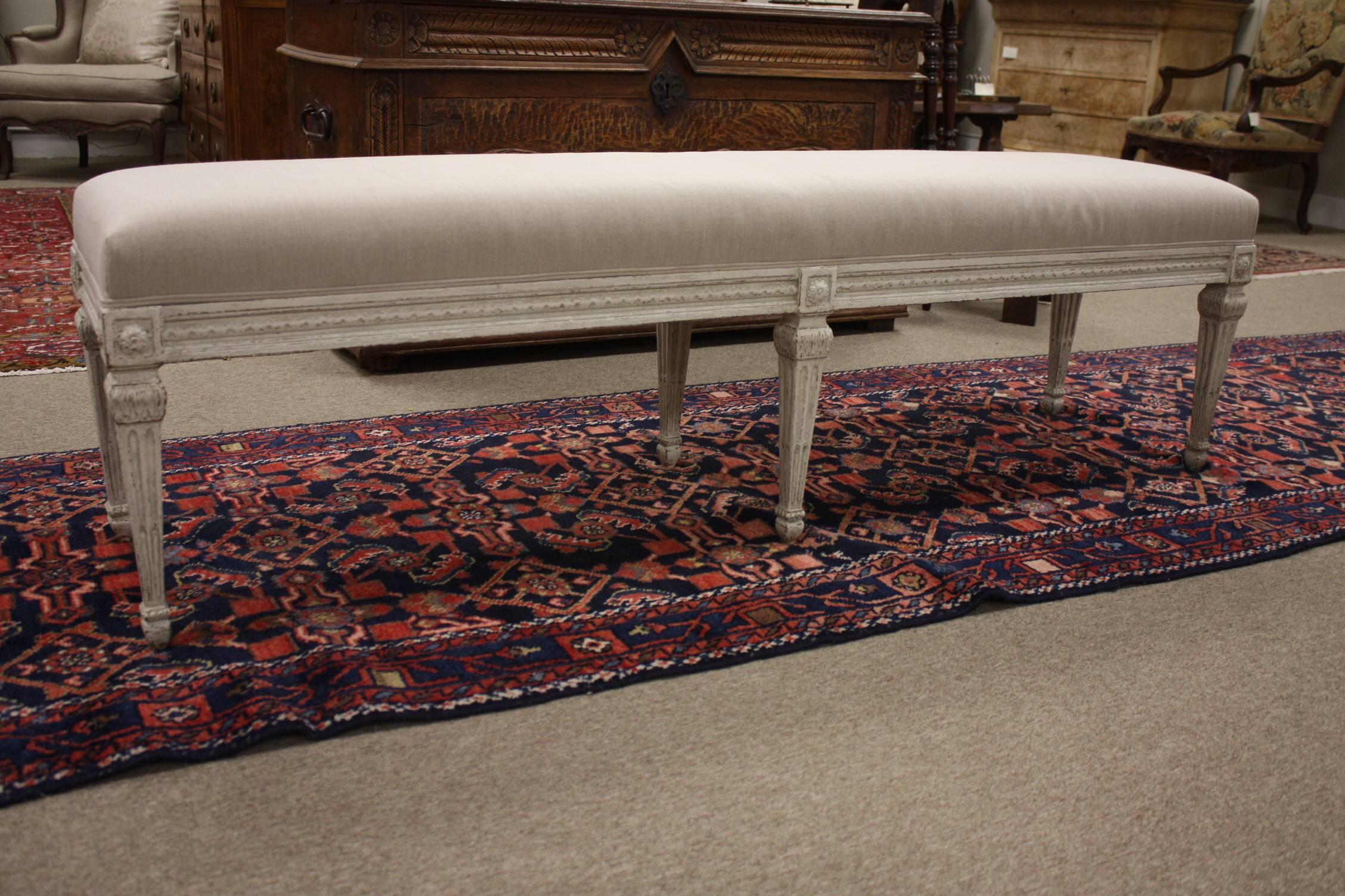 19th Century French Louis XVI Painted Bench. 5