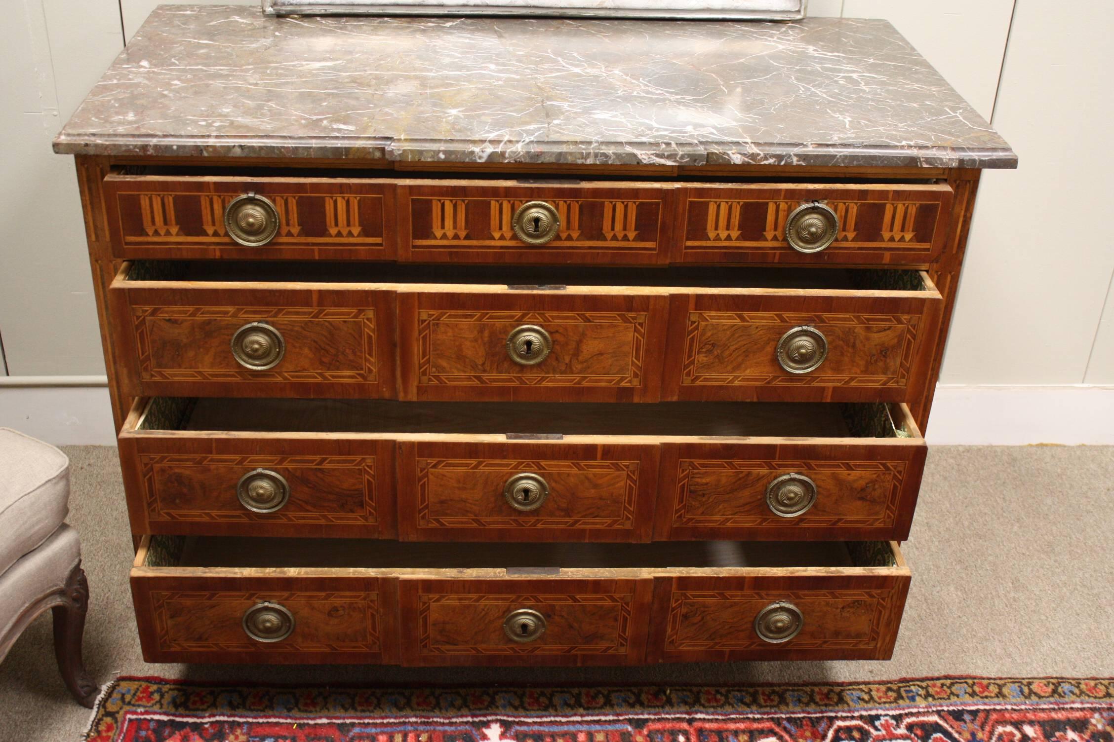 19th Century French Inlaid Louis XVI Commode with Marble Top 6