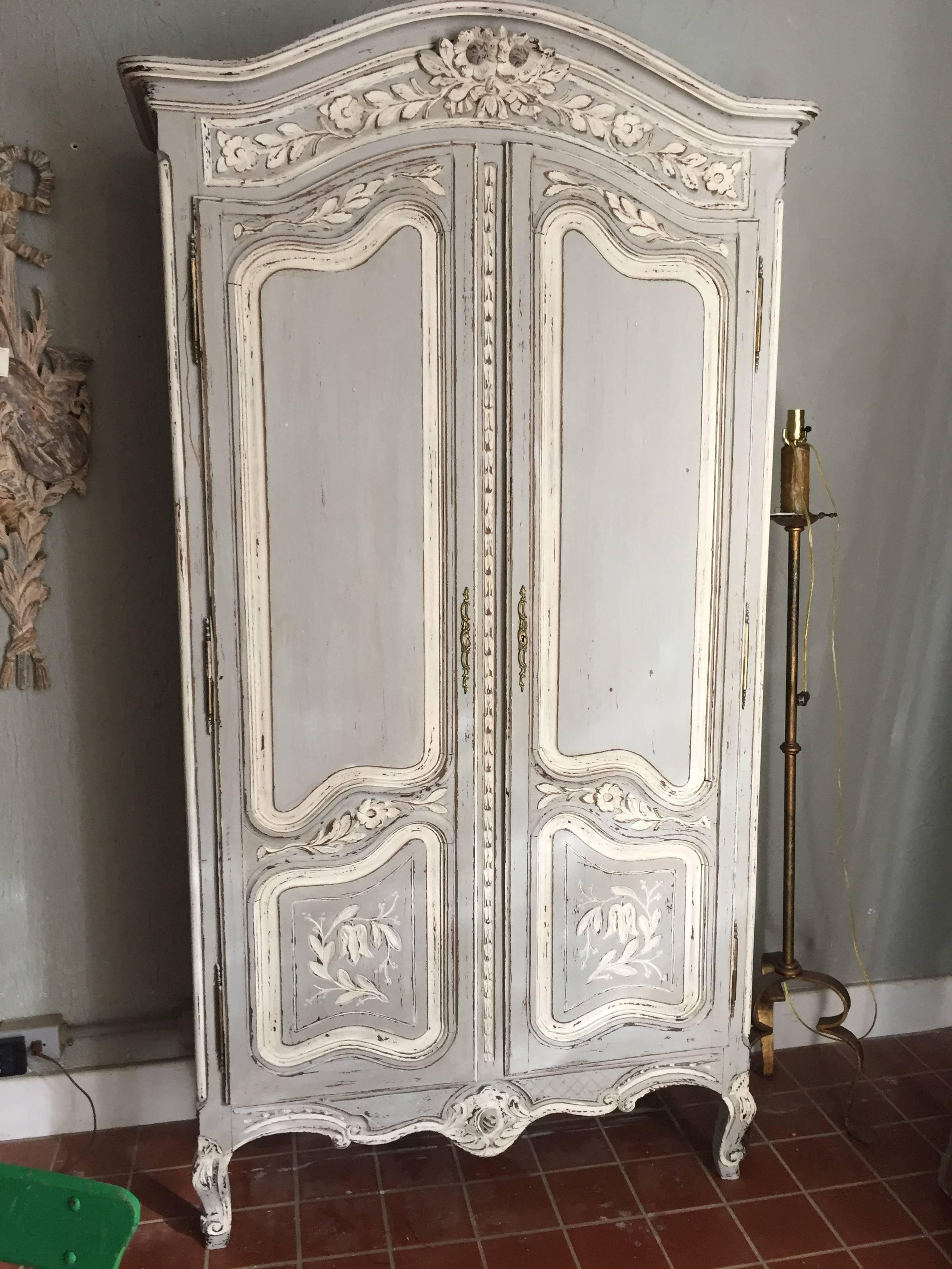 Small 19th Century Painted French Armoire 2