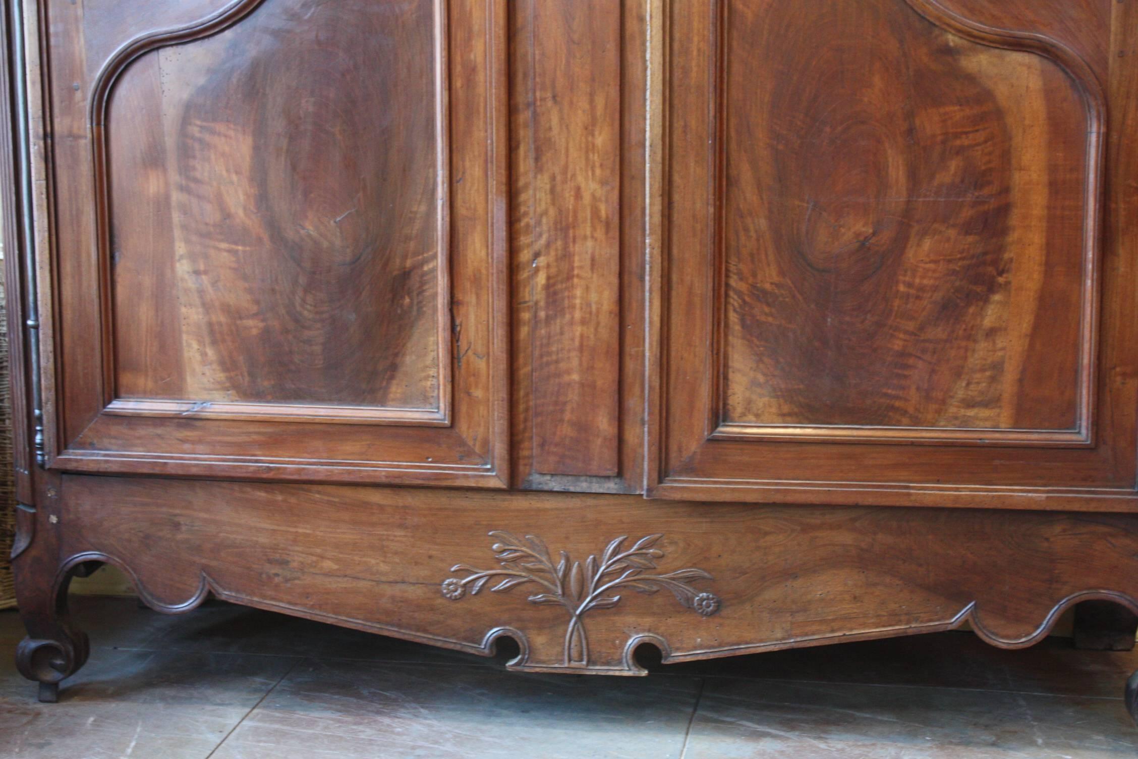19th Century French Louis XV Carved Walnut Armoire 1