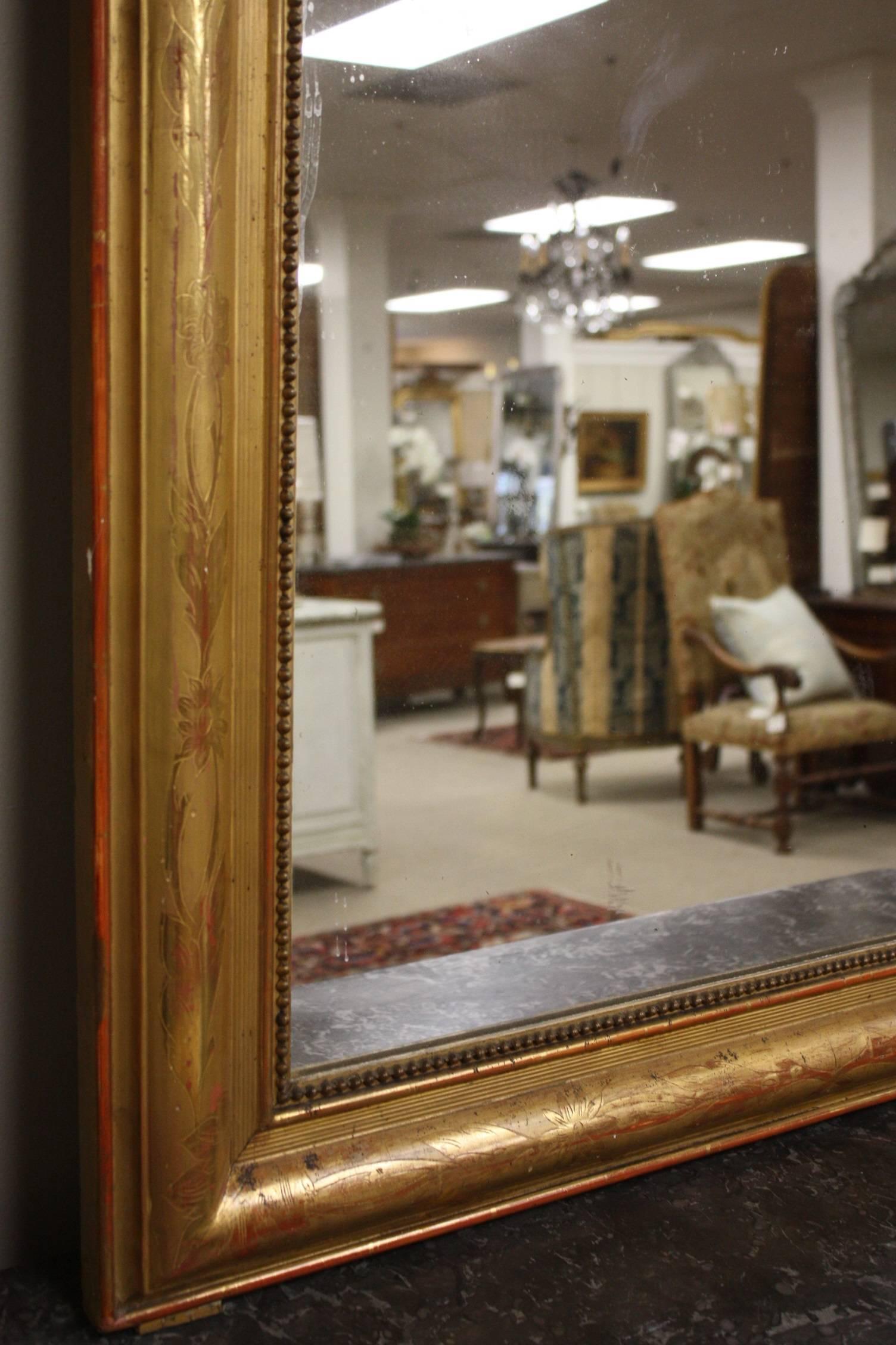 Louis Philippe Gilded Mirror In Good Condition In Fairhope, AL