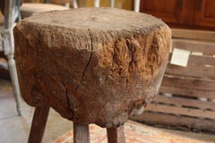 Antique French Chopping Block with Three Legs