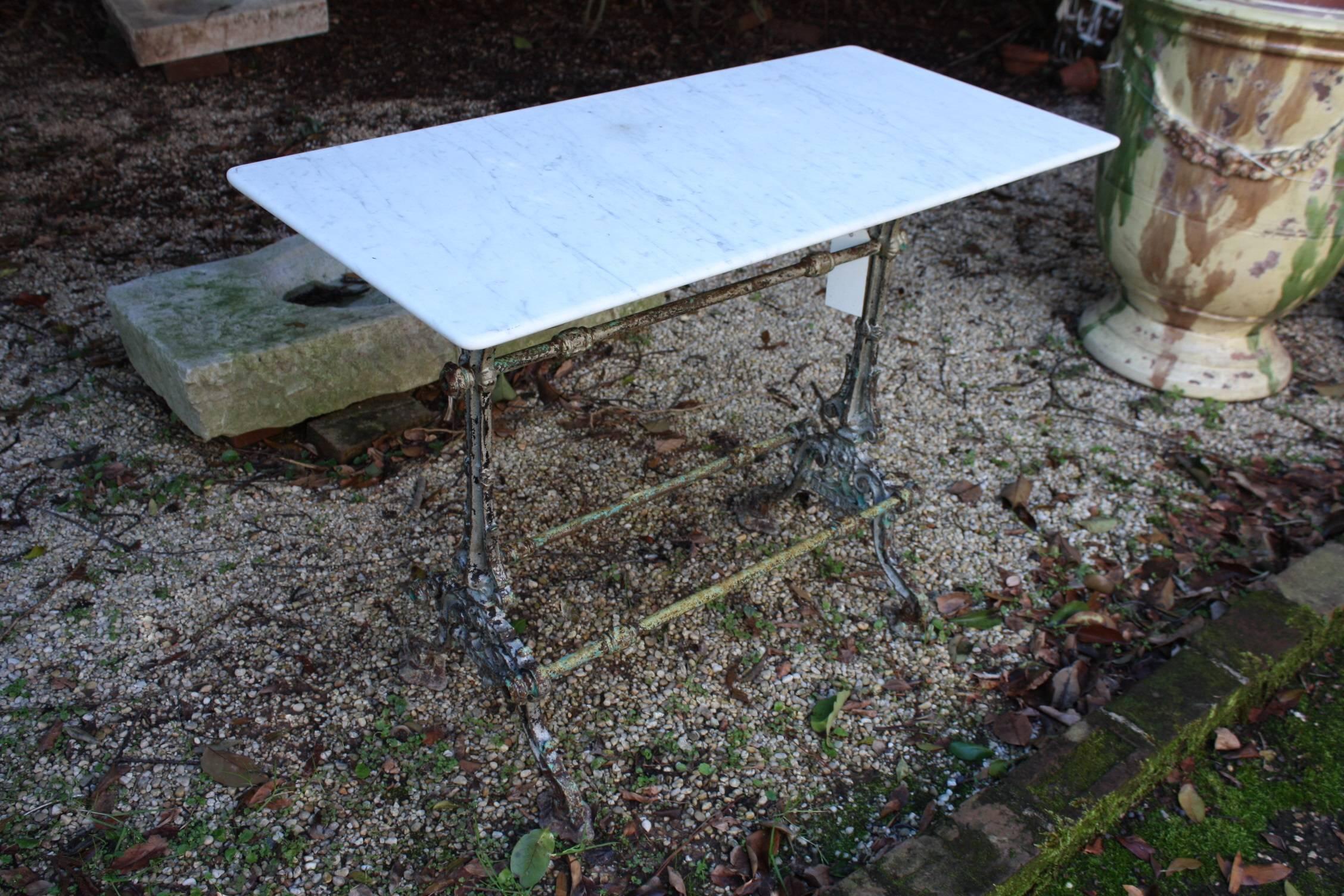 19th Century French Antique Bistro Table with Marble Top 4