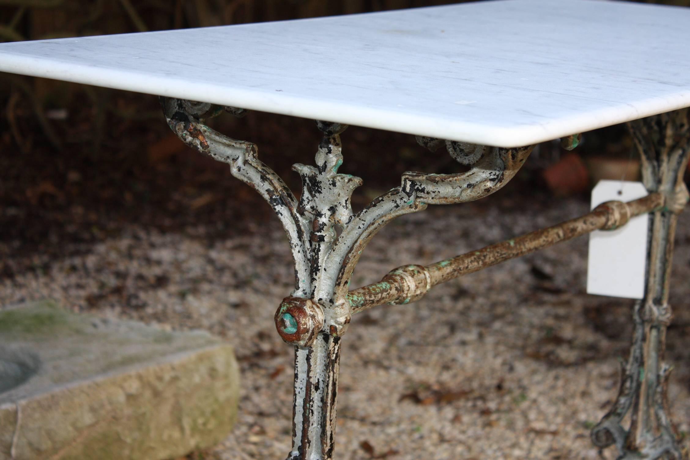 19th Century French Antique Bistro Table with Marble Top In Good Condition In Fairhope, AL