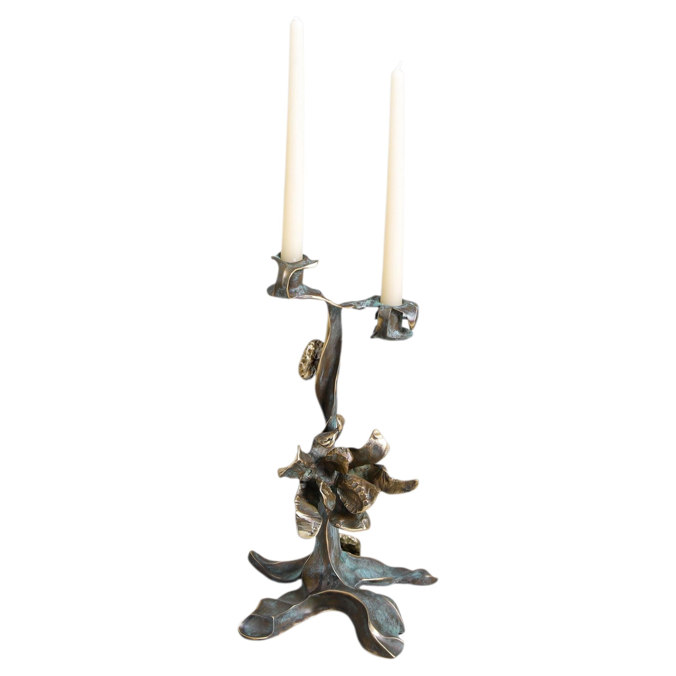 Handmade Candle Holder, Glory Lily Medium in Brass, Viya by Vikram Goyal For Sale