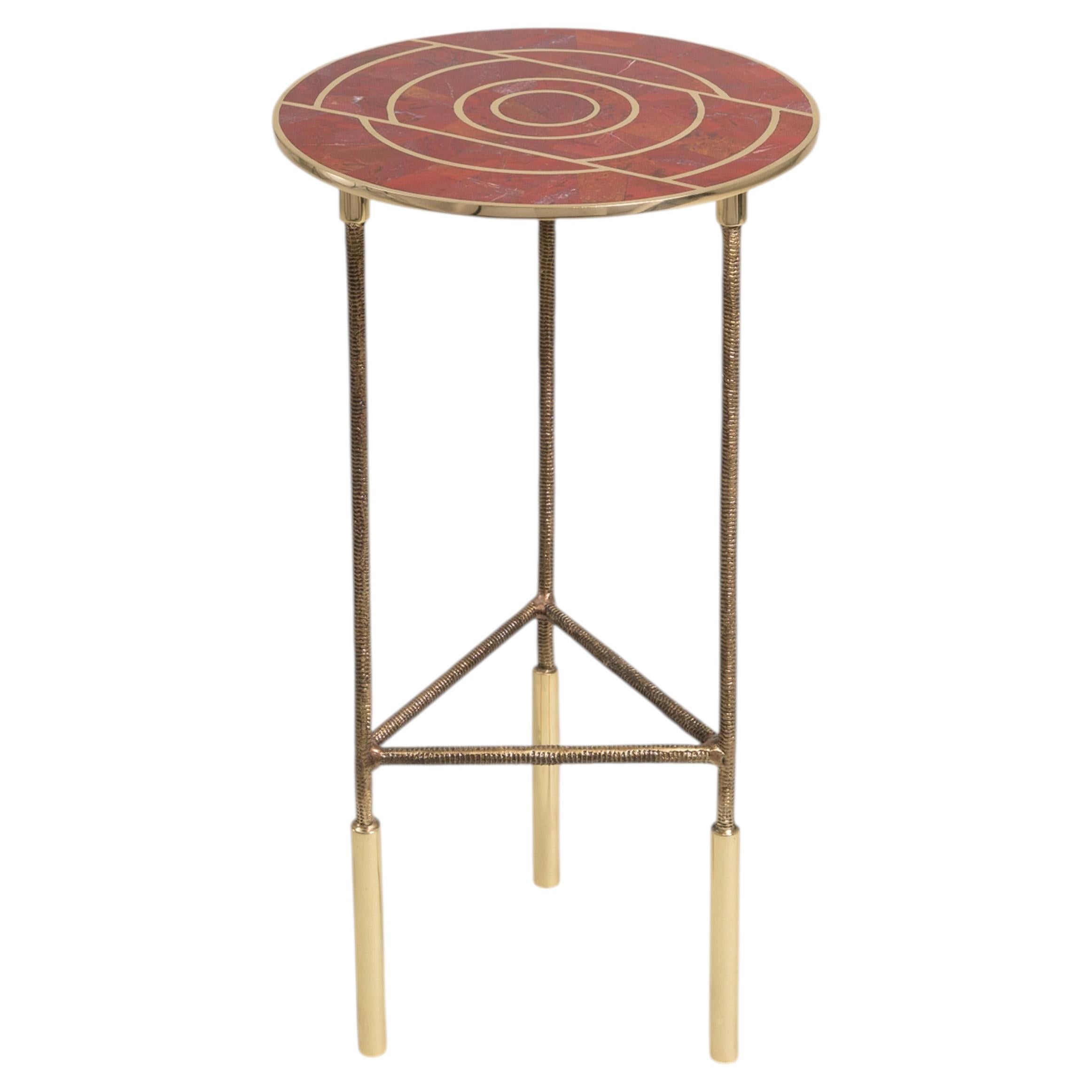 Rivoli Side Table Large in Brass & Semi Precious Stone, Viya by Vikram Goyal
