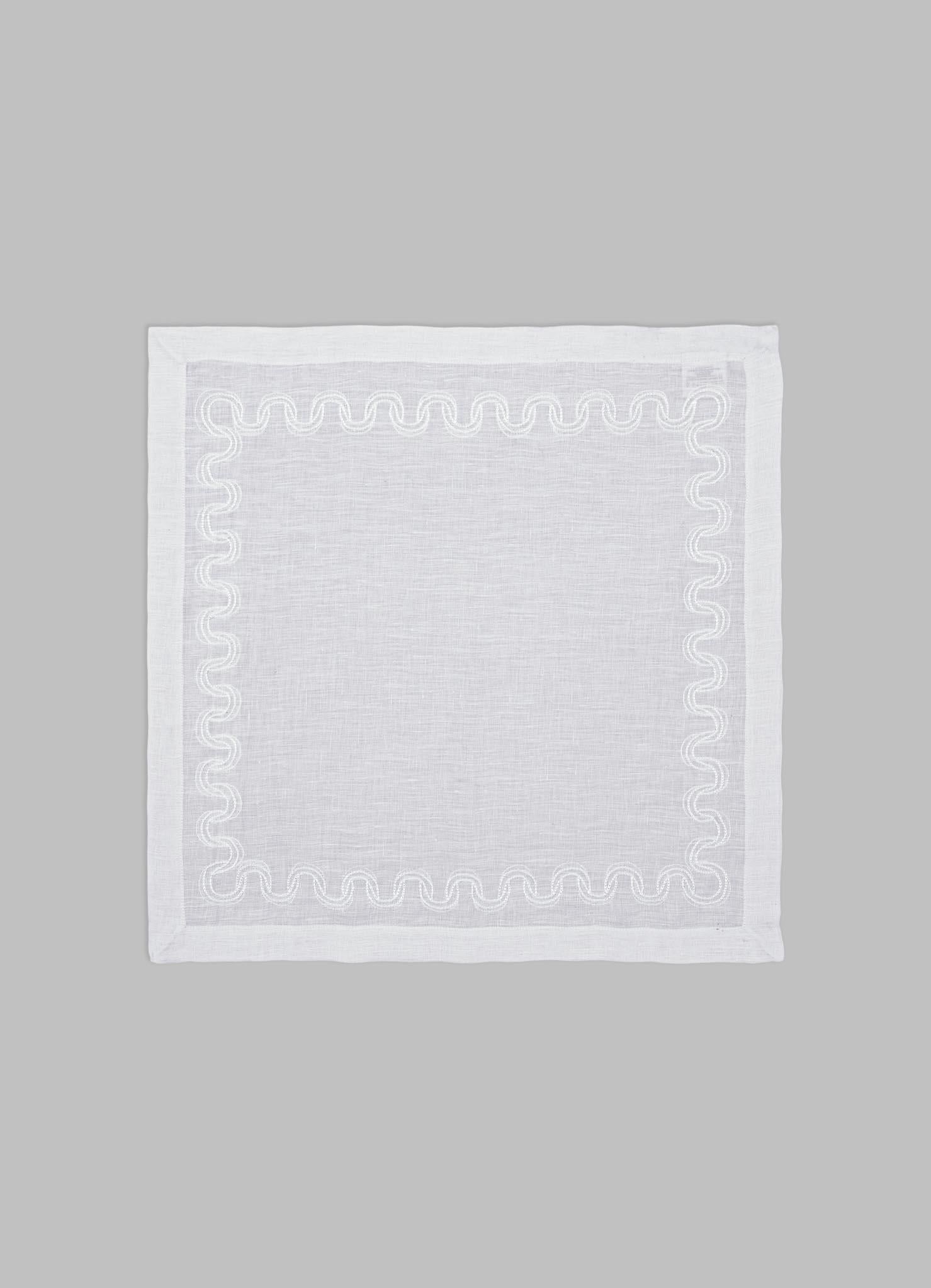 Paigah Handbestickte weiße Serviette - 2er-Set, Viya von Vikram Goyal

Handgesticktes Leinen, eine raffinierte Raffinesse, definiert diese Kollektion von weiß-auf-weiß-Textilien, bei der Textur, Technik und Licht die Feinheit der Handwerkskunst