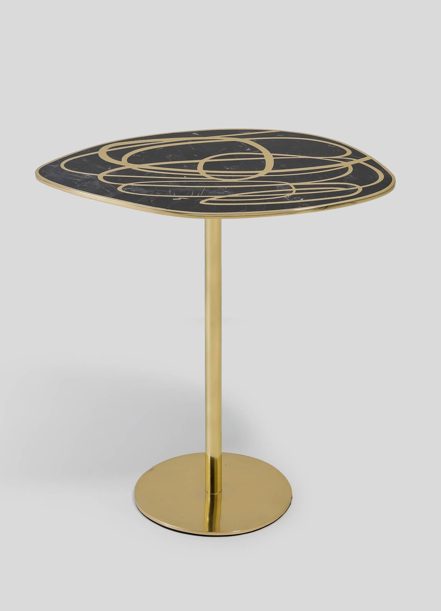 Indian Chita Side Table in Brass & Semi Precious Stone, Viya by Vikram Goyal For Sale