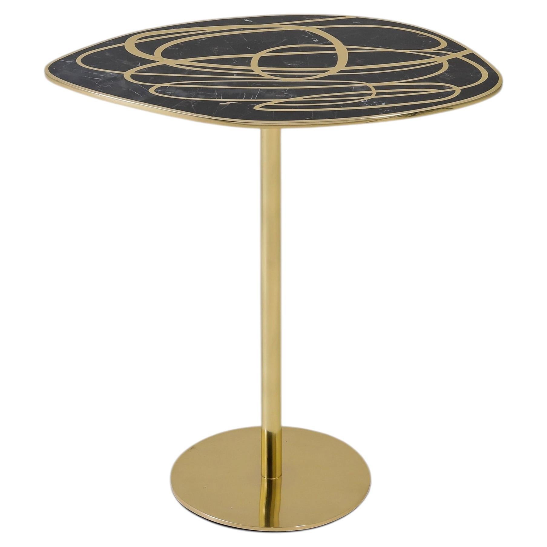 Chita Side Table in Brass & Semi Precious Stone, Viya by Vikram Goyal