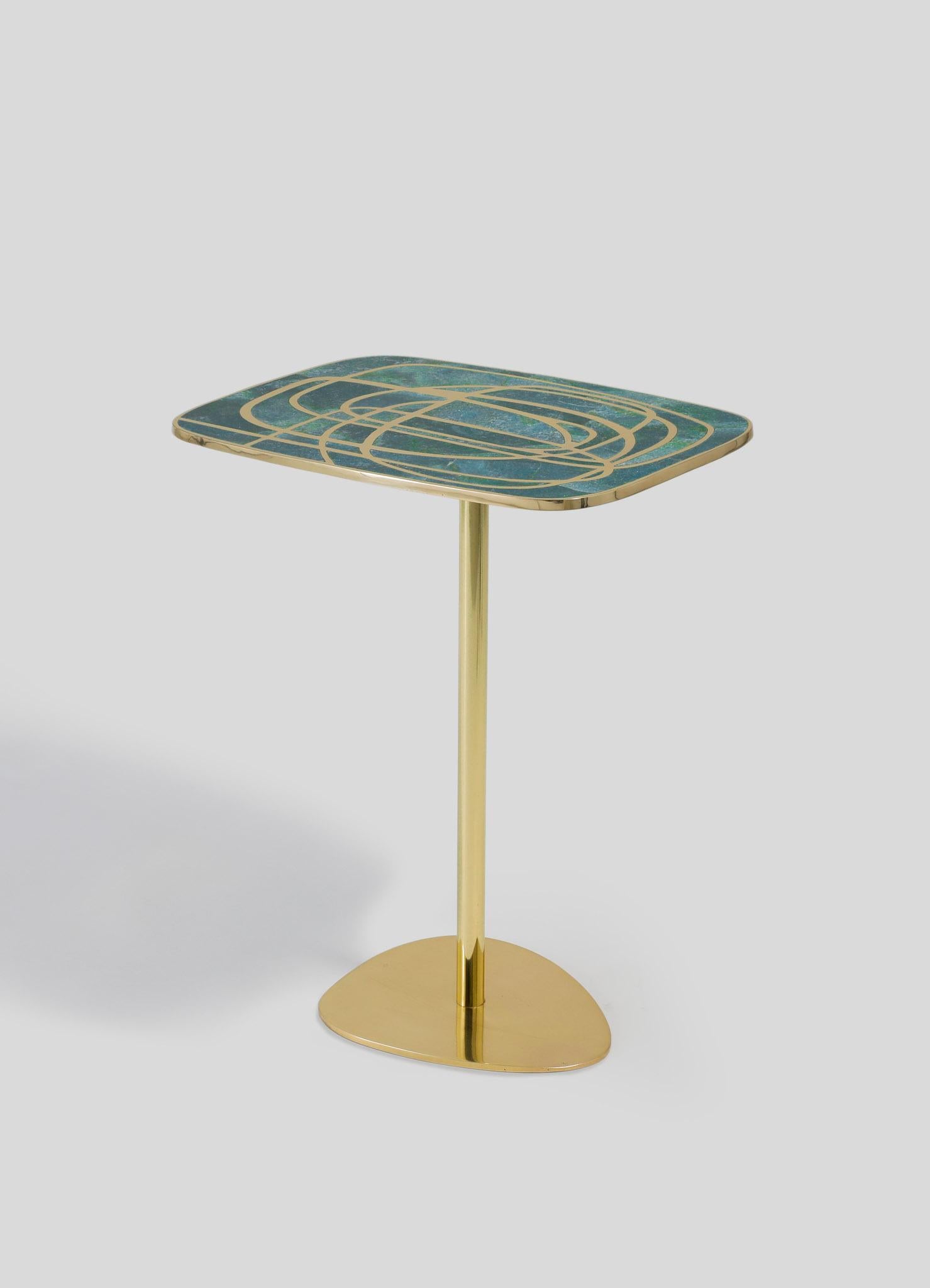 Indian Neli Side Table in Brass & Semi Precious Stone, Viya by Vikram Goyal For Sale
