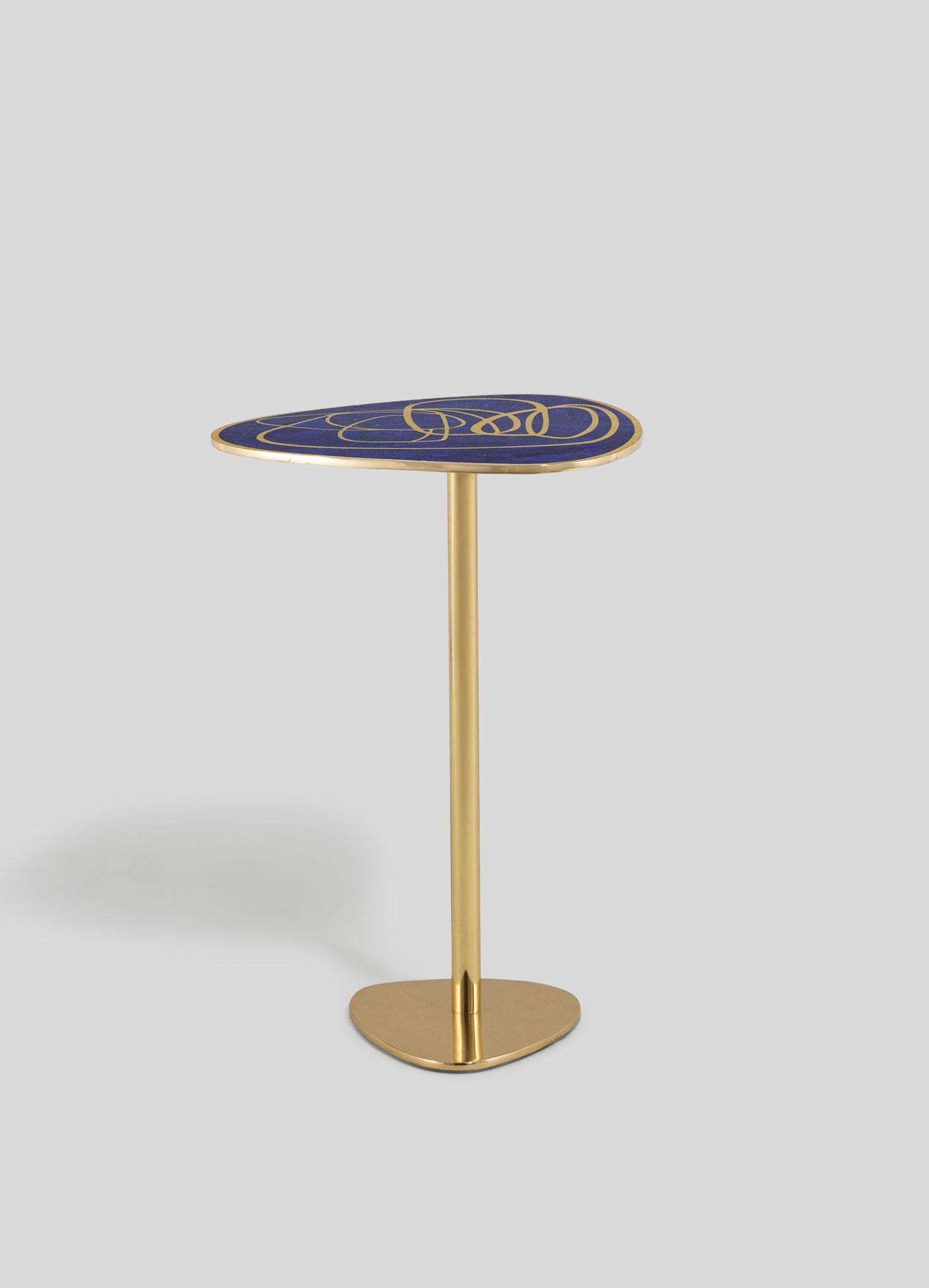 Indian Ossa Side Table in Brass & Semi Precious Stone, Viya by Vikram Goyal For Sale