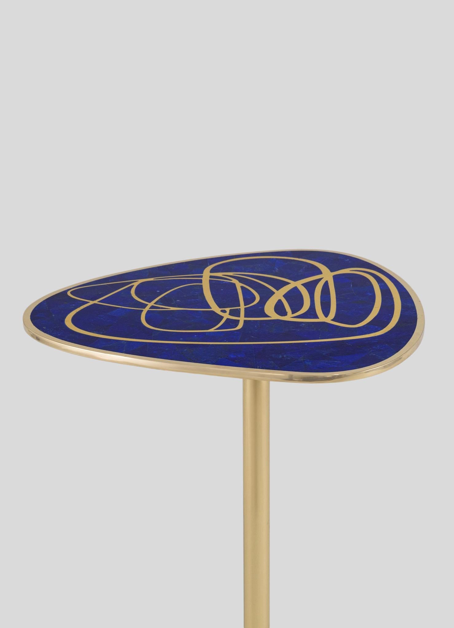 Cast Ossa Side Table in Brass & Semi Precious Stone, Viya by Vikram Goyal For Sale