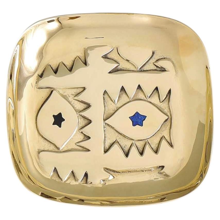 Evil Eye Trinket Tray Small in Brass with Semi Precious Inserts