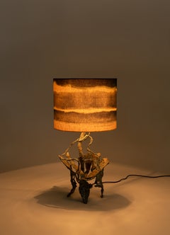 Sculptural table lamp, Kusumavana in Brass, Viya by Vikram Goyal