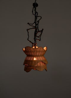 Brass & Cane Pendant Light, Mohenjo Daro, Viya by Vikram Goyal