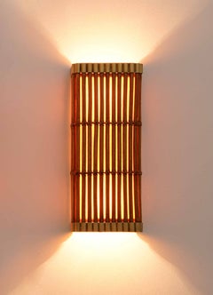 Cane and Brass Wall Sconce, Namsai, Viya by Vikram Goyal
