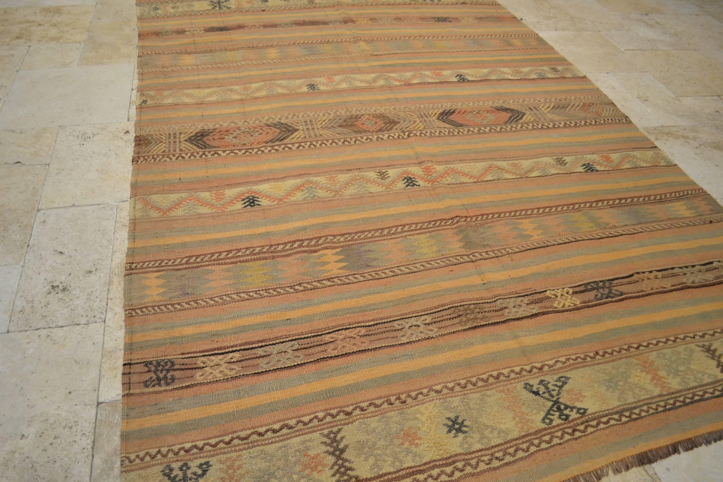 Vintage Anatolian Turkish Kilim Flat-Weave Rug For Sale 2
