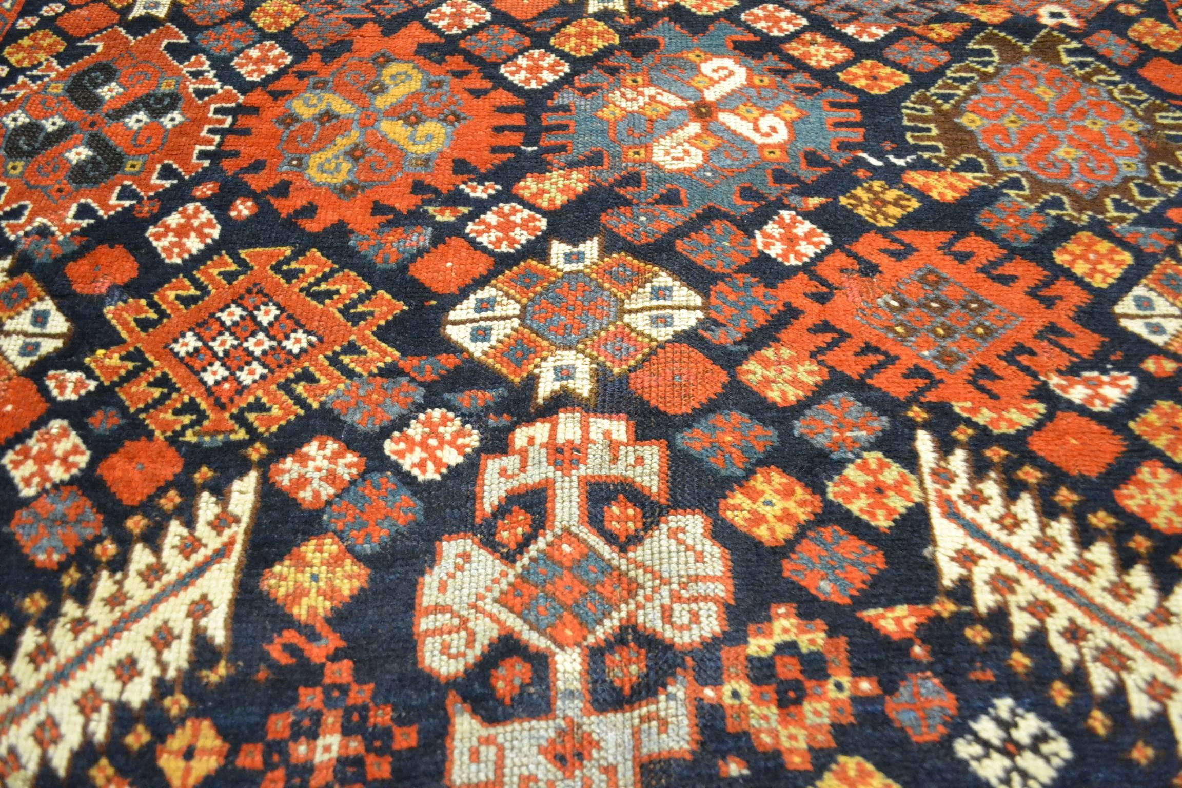 19th Century Antique Qashqai Rug For Sale
