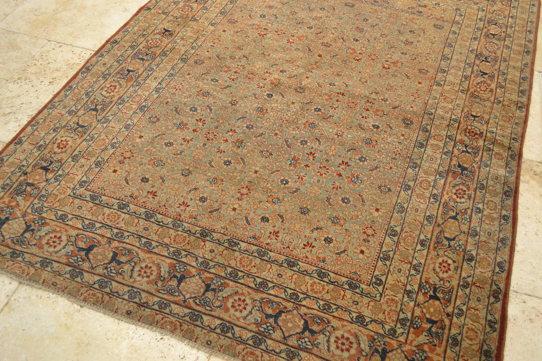 Antique Persian Tabriz, Handwoven in NW Iran, With subtle muted tones.