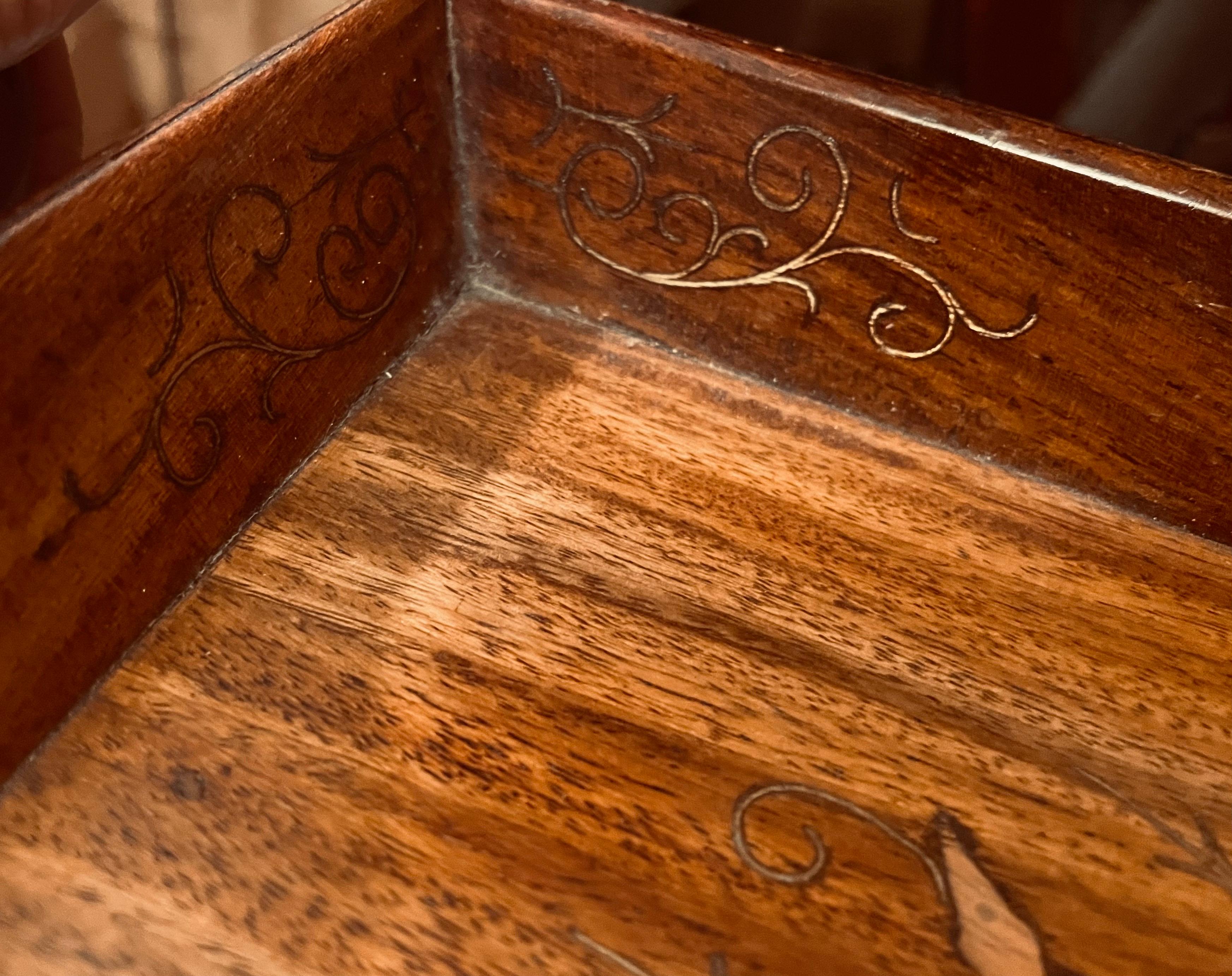 20th Century Anglo-Indian Folding Rosewood Tray/Butler's Table With Mixed Metal Inlay For Sale
