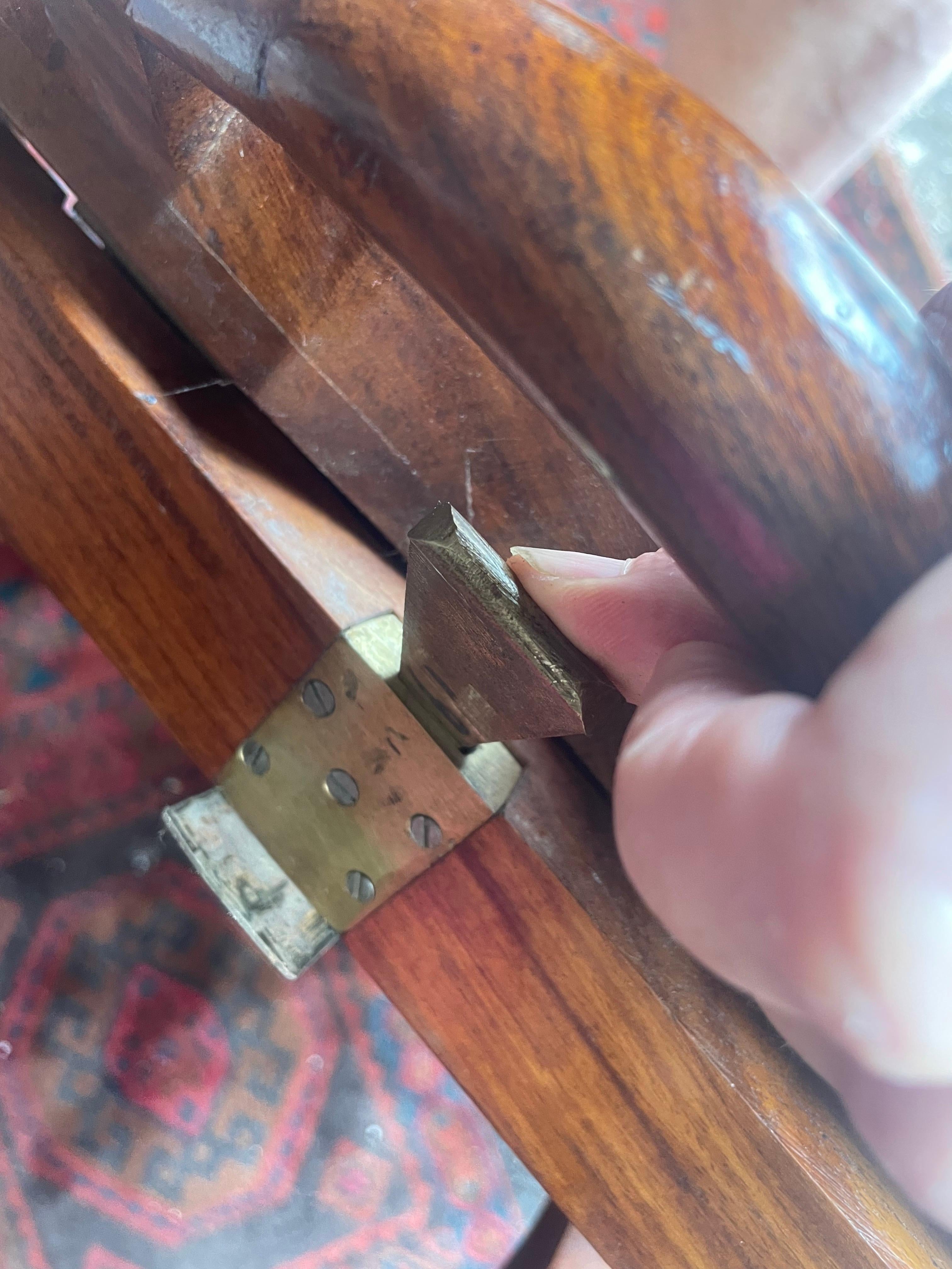 Anglo-Indian Folding Rosewood Tray/Butler's Table With Mixed Metal Inlay For Sale 7