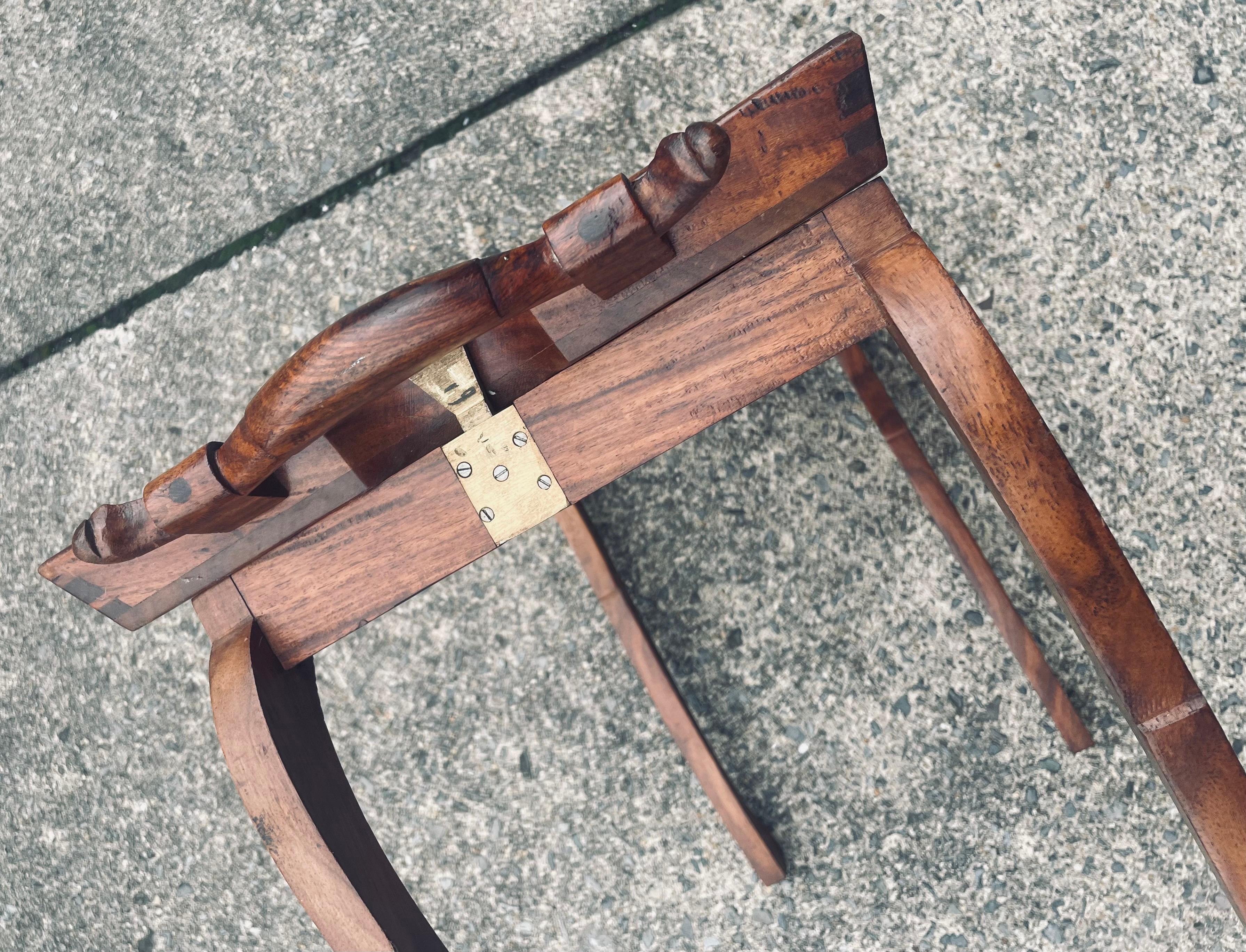 Anglo-Indian Folding Rosewood Tray/Butler's Table With Mixed Metal Inlay For Sale 8