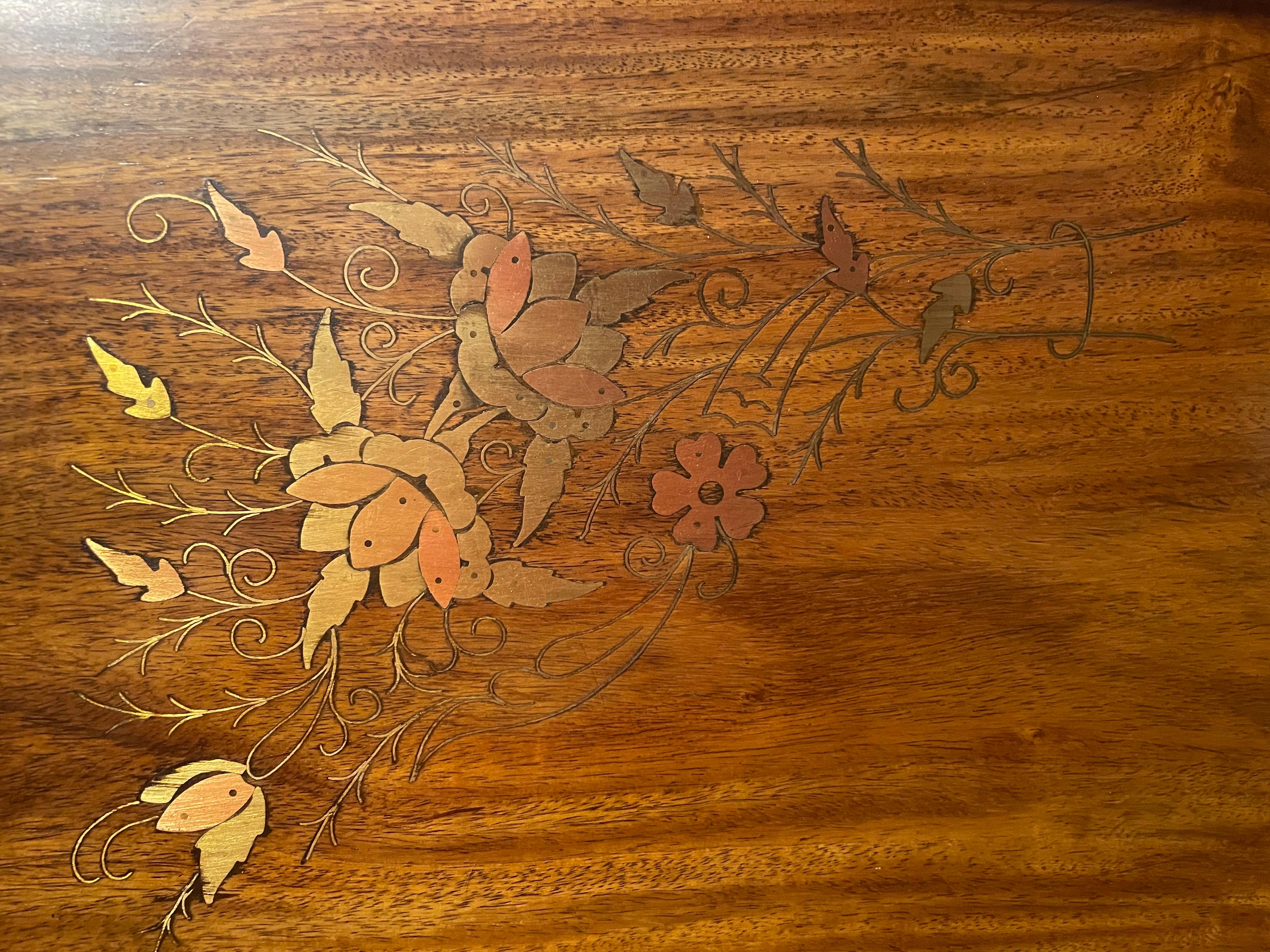 Anglo-Indian Folding Rosewood Tray/Butler's Table With Mixed Metal Inlay For Sale 3