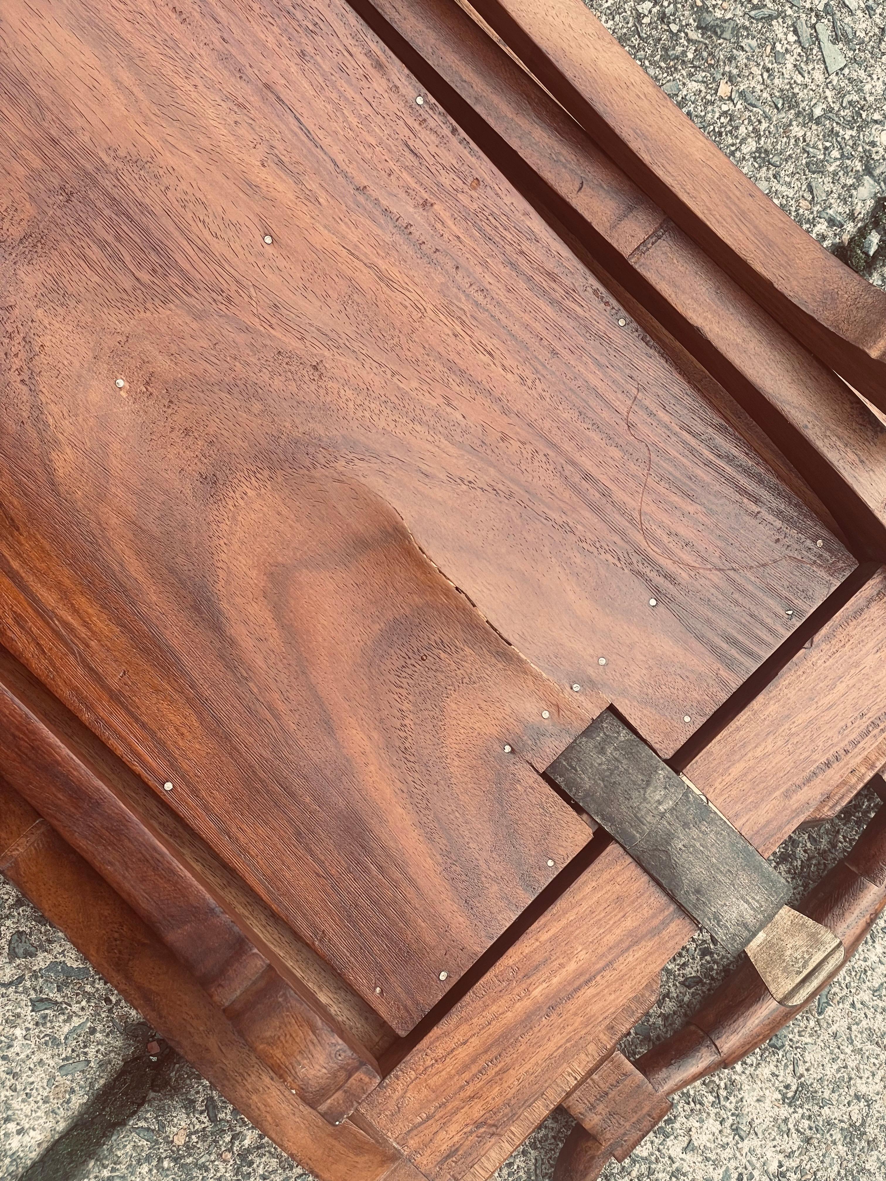 Anglo-Indian Folding Rosewood Tray/Butler's Table With Mixed Metal Inlay For Sale 11