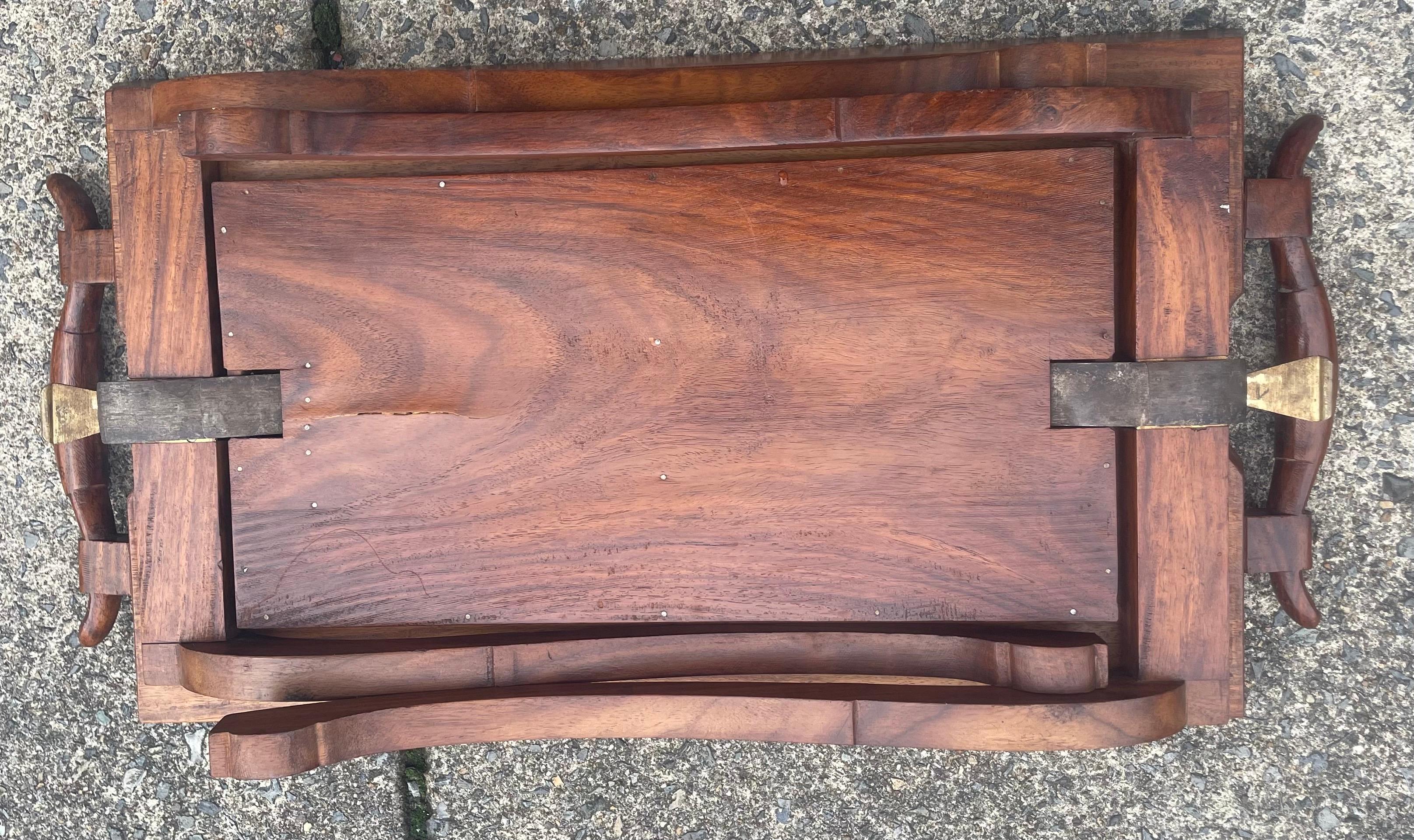 Anglo-Indian Folding Rosewood Tray/Butler's Table With Mixed Metal Inlay For Sale 13