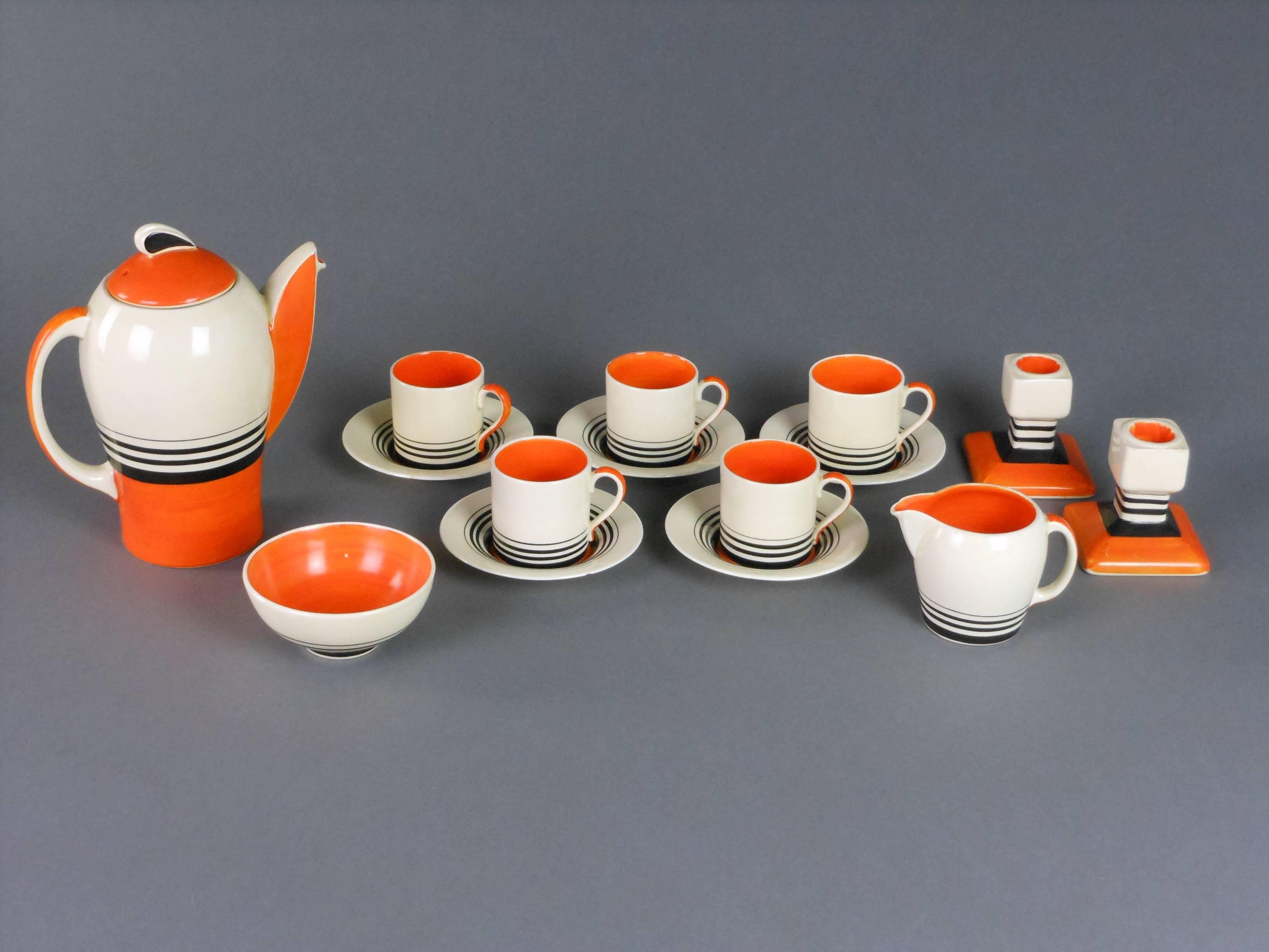 Mid-20th Century English Art Deco Coffee Set by Susie Cooper For Sale