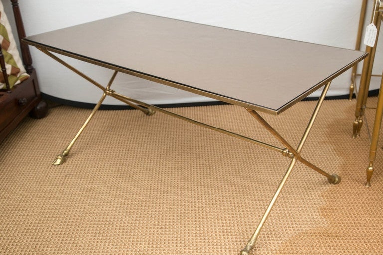 Directoire French Brass Cocktail Table in the Manner of Maison Jansen, 1950s