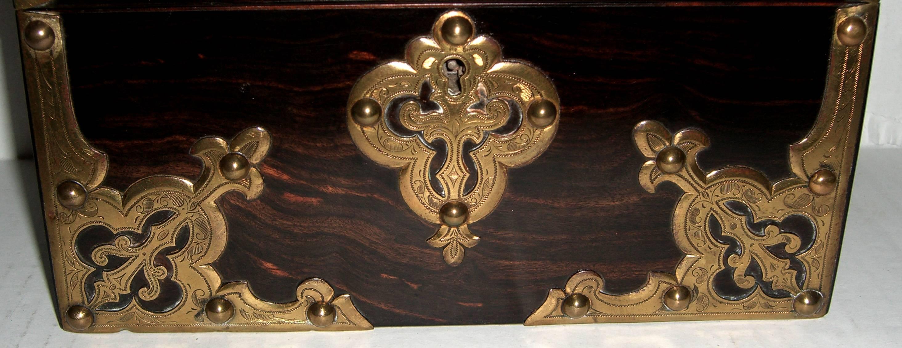19th Century Victorian Coromandel Wood Domed Letter Box