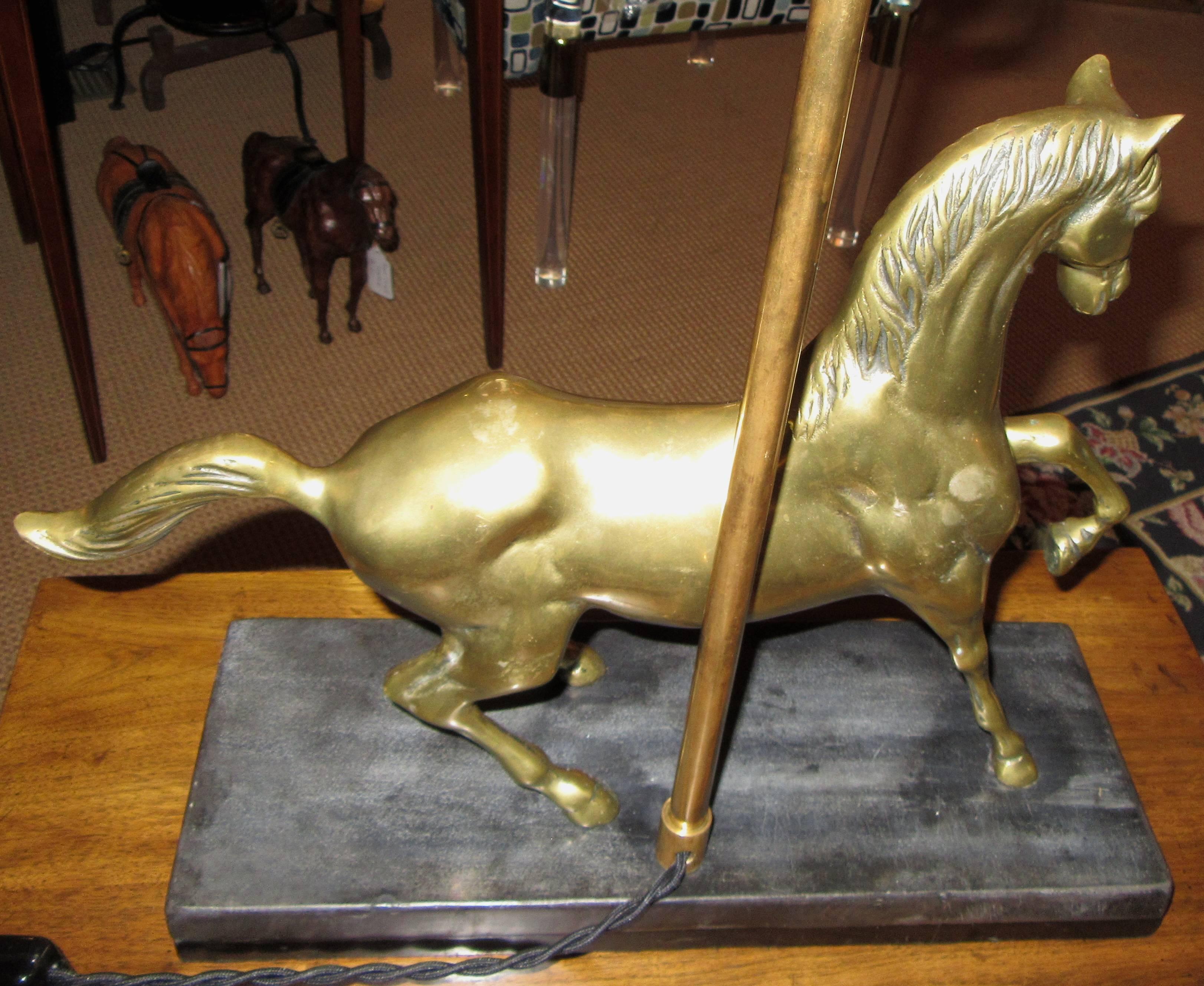 brass horse lamp
