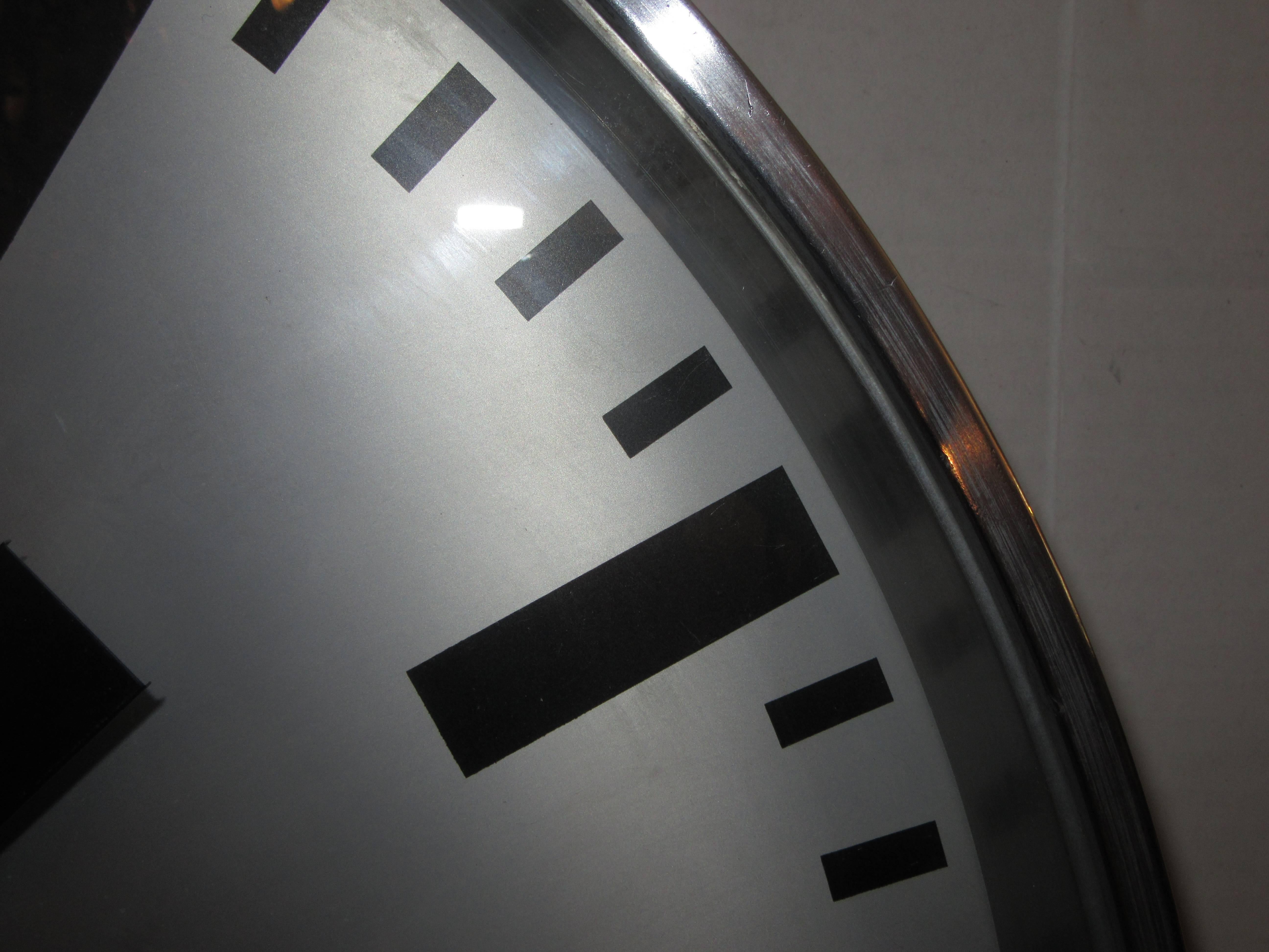 Large Swiss 1940s Industrial Wall Clock In Excellent Condition In Mt Kisco, NY