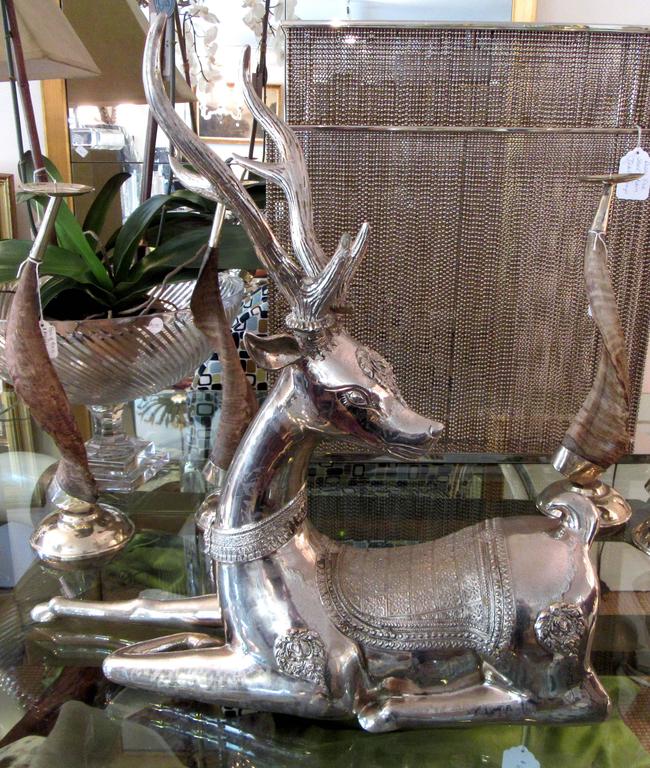 Metal Antique SilverStanding Deer main image 1