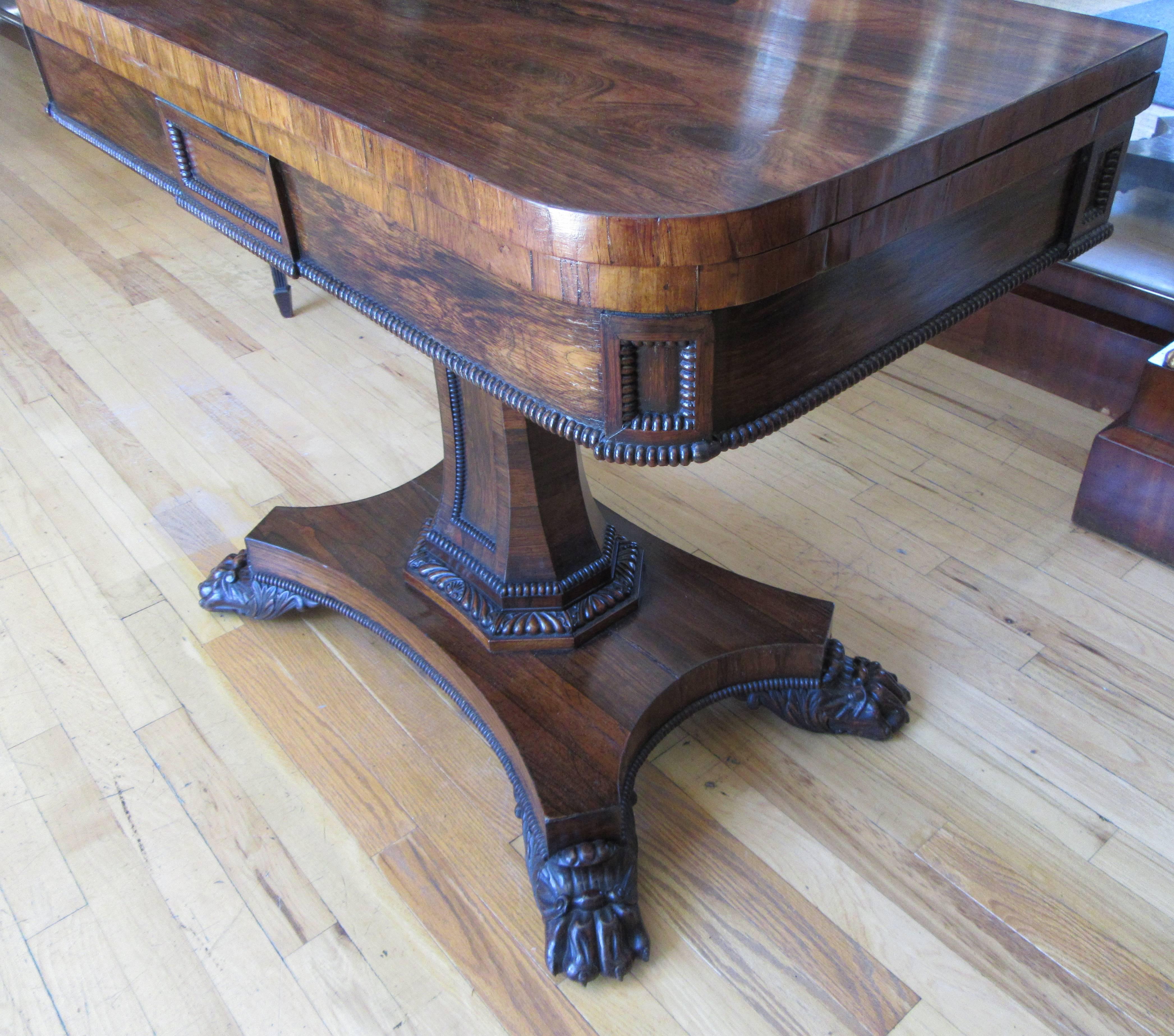 Pair of English Regency Period Rosewood Game Tables In Excellent Condition For Sale In Mt Kisco, NY