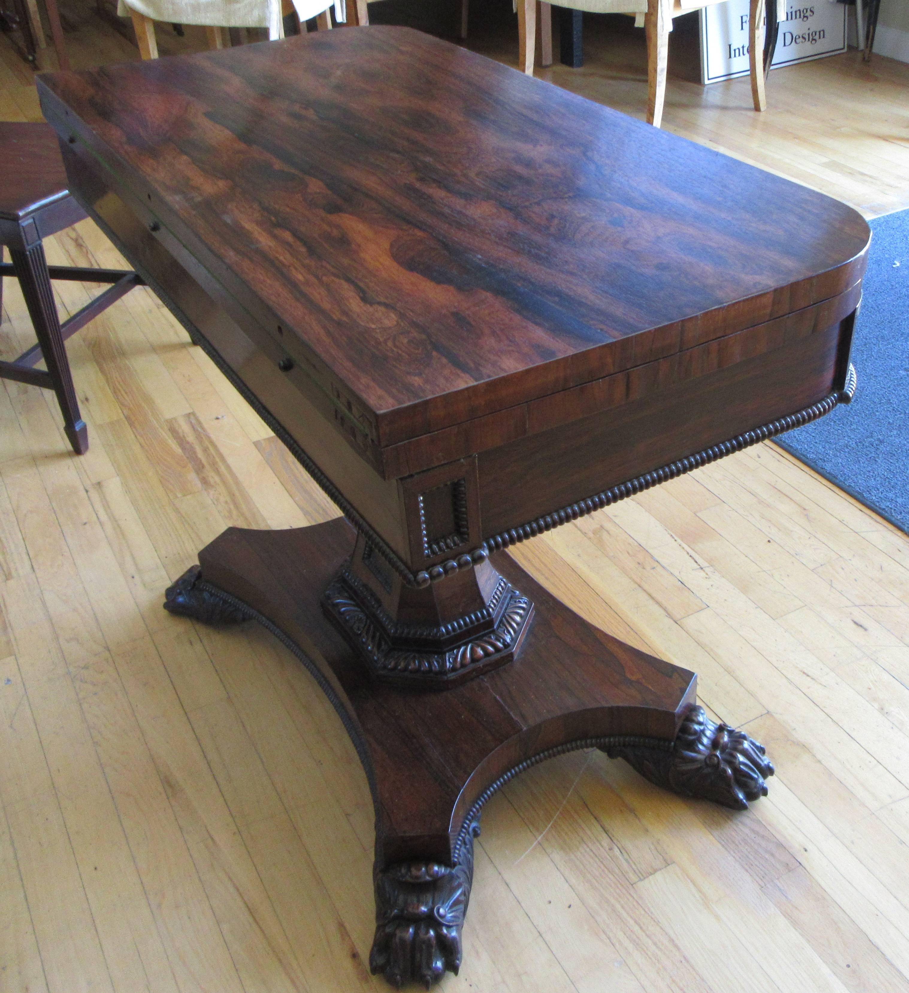 19th Century Pair of English Regency Period Rosewood Game Tables For Sale