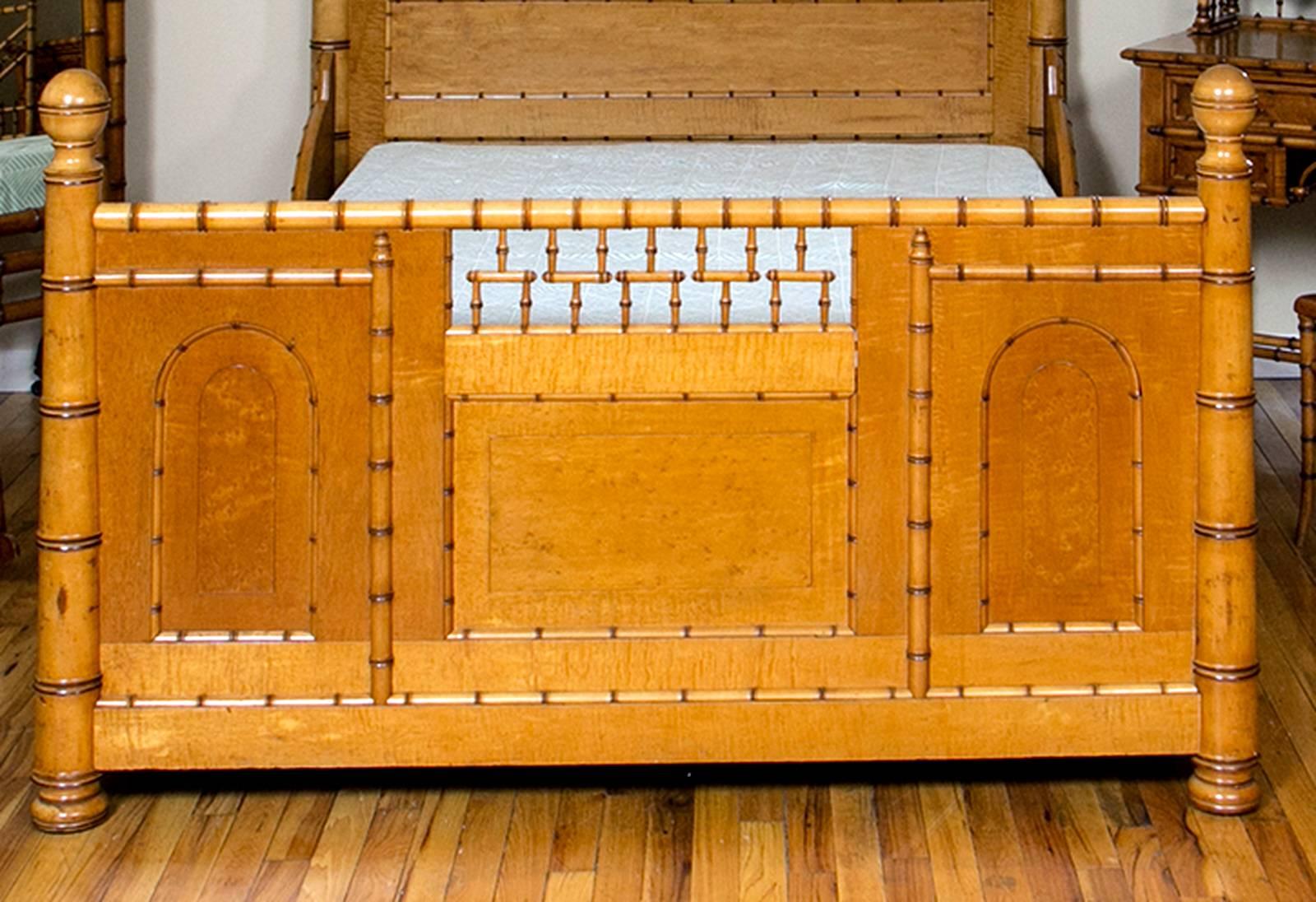 Late 19th Century Aesthetic Movement Faux Bamboo Full Bed by R. J. Horner & Co.