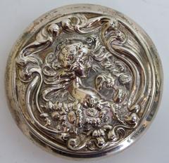 Art Nouveau Sterling Lidded Glass Vanity Jar