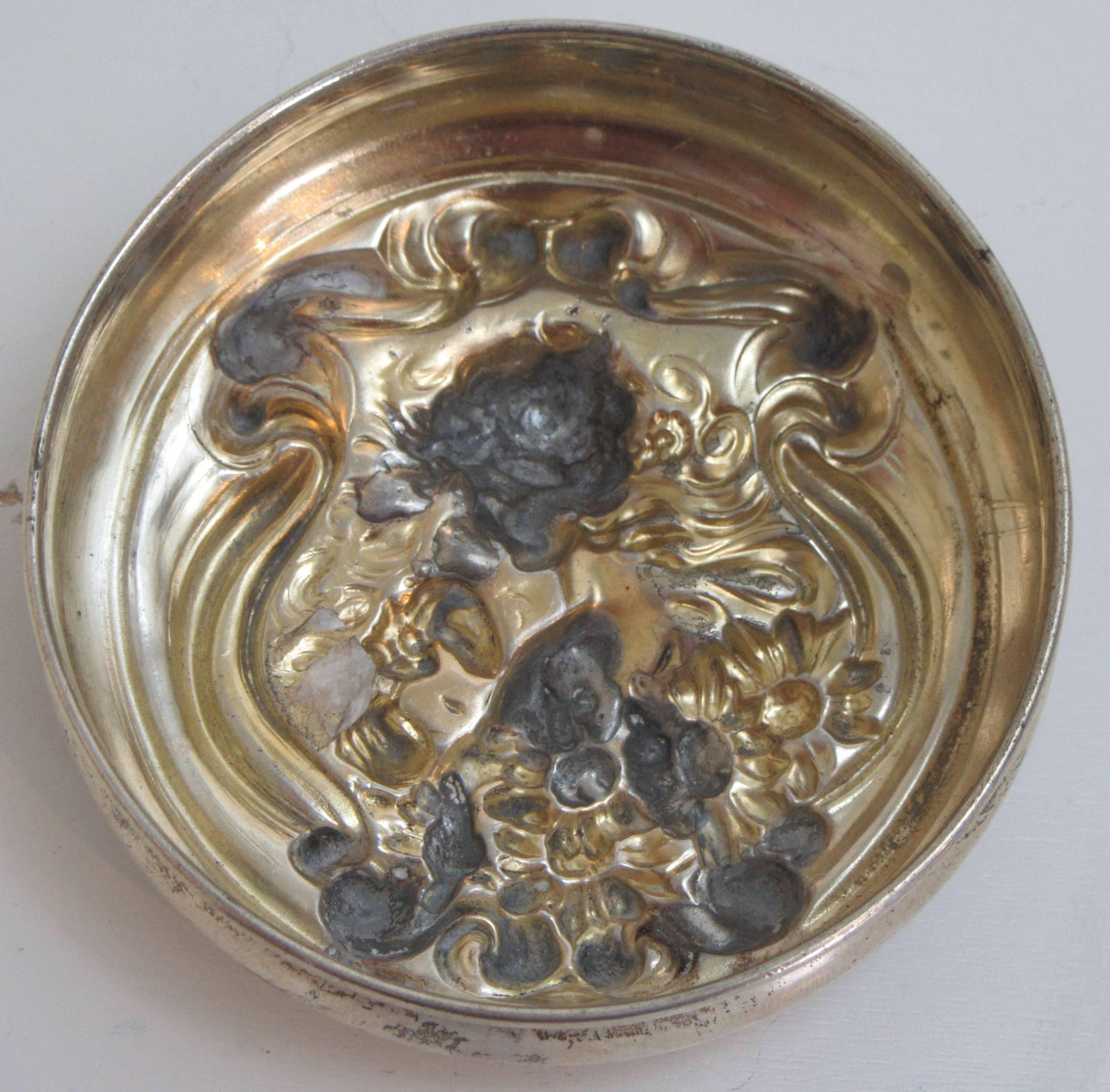 English Art Nouveau Sterling Lidded Glass Vanity Jar