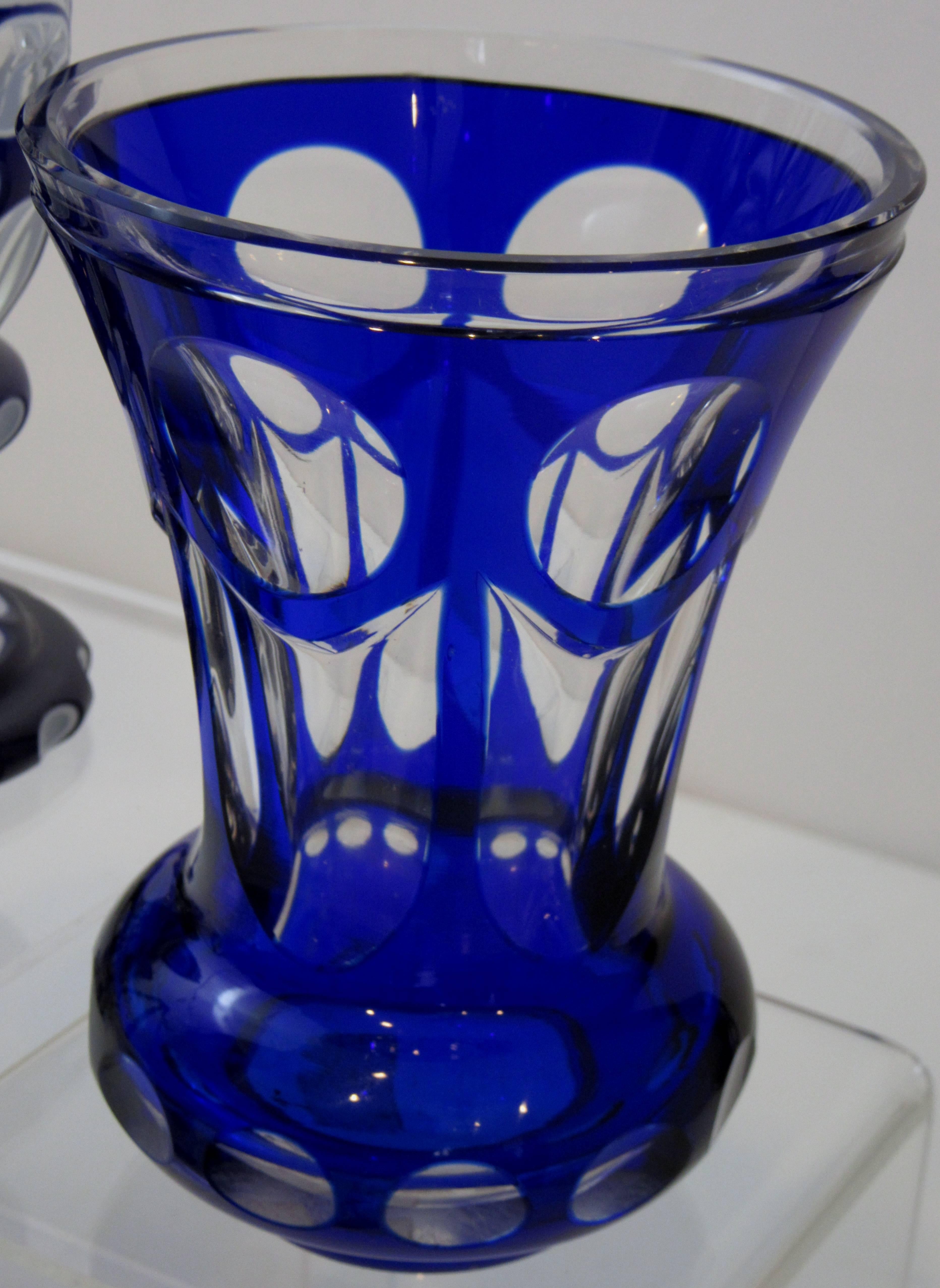 19th Century Collection of Bohemian Cobalt Cut Out Glassware