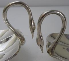 Pair of Mexican Sterling Silver Swan Form Bowls by Tane