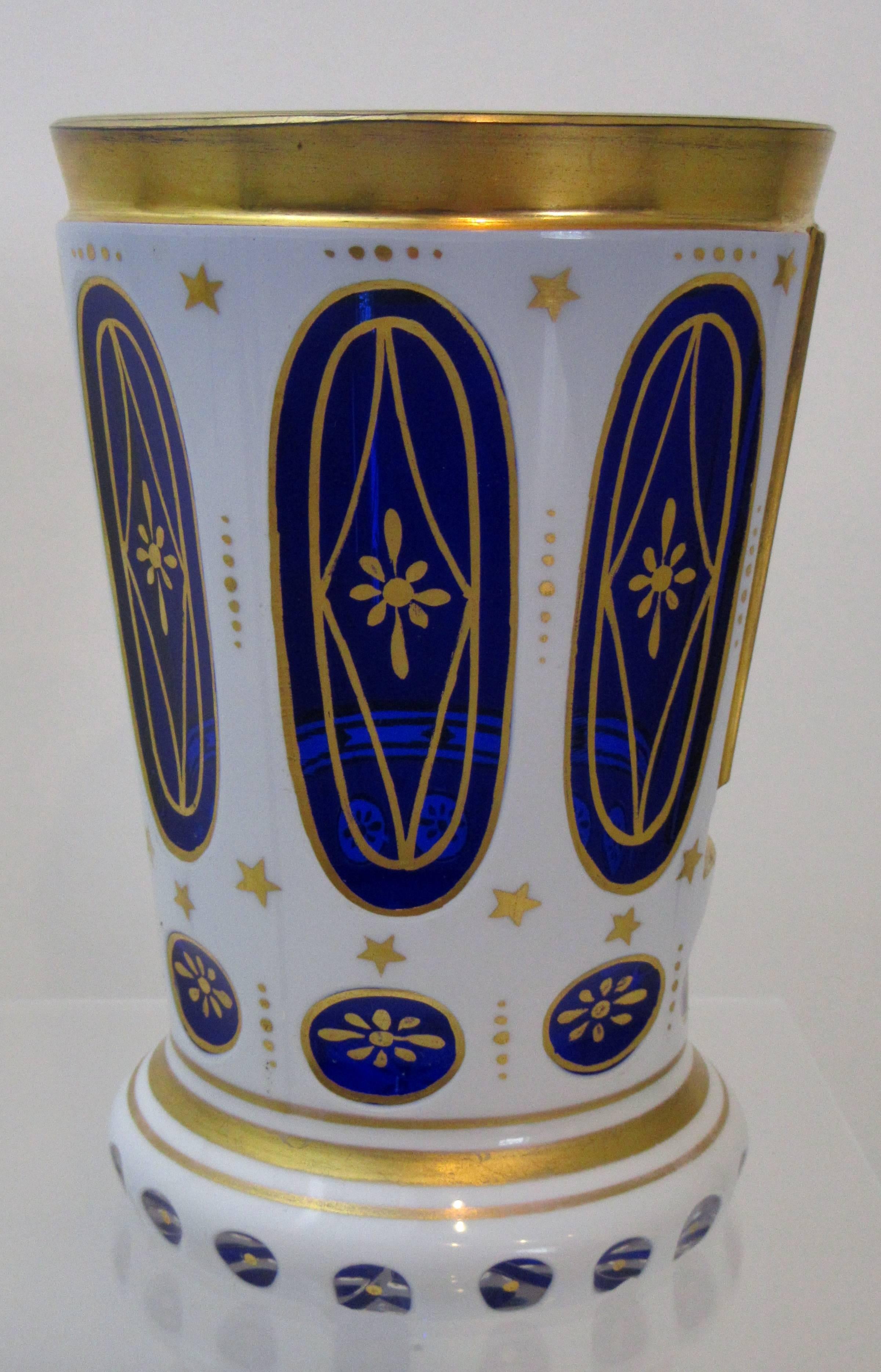 Czech Antique Hand-Painted Moser Bohemian Art Glass Tumbler